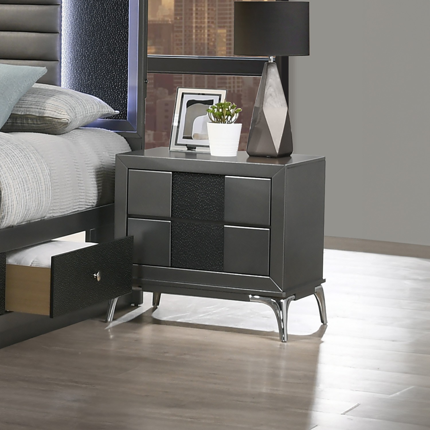 SM Nocturne Platform Storage Bedroom Set w/LED Light