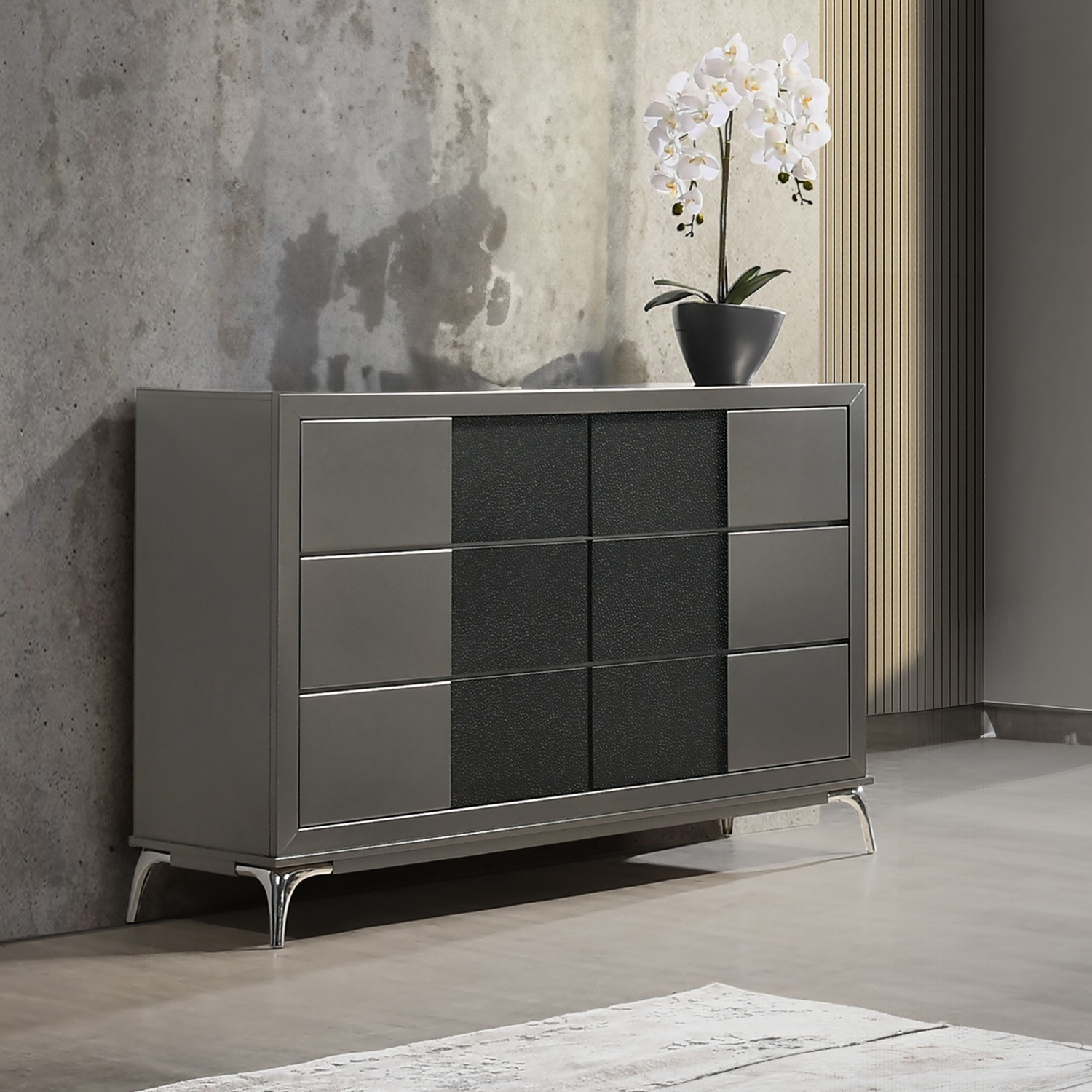 SM Nocturne Wood Double Dresser w/6 Drawers