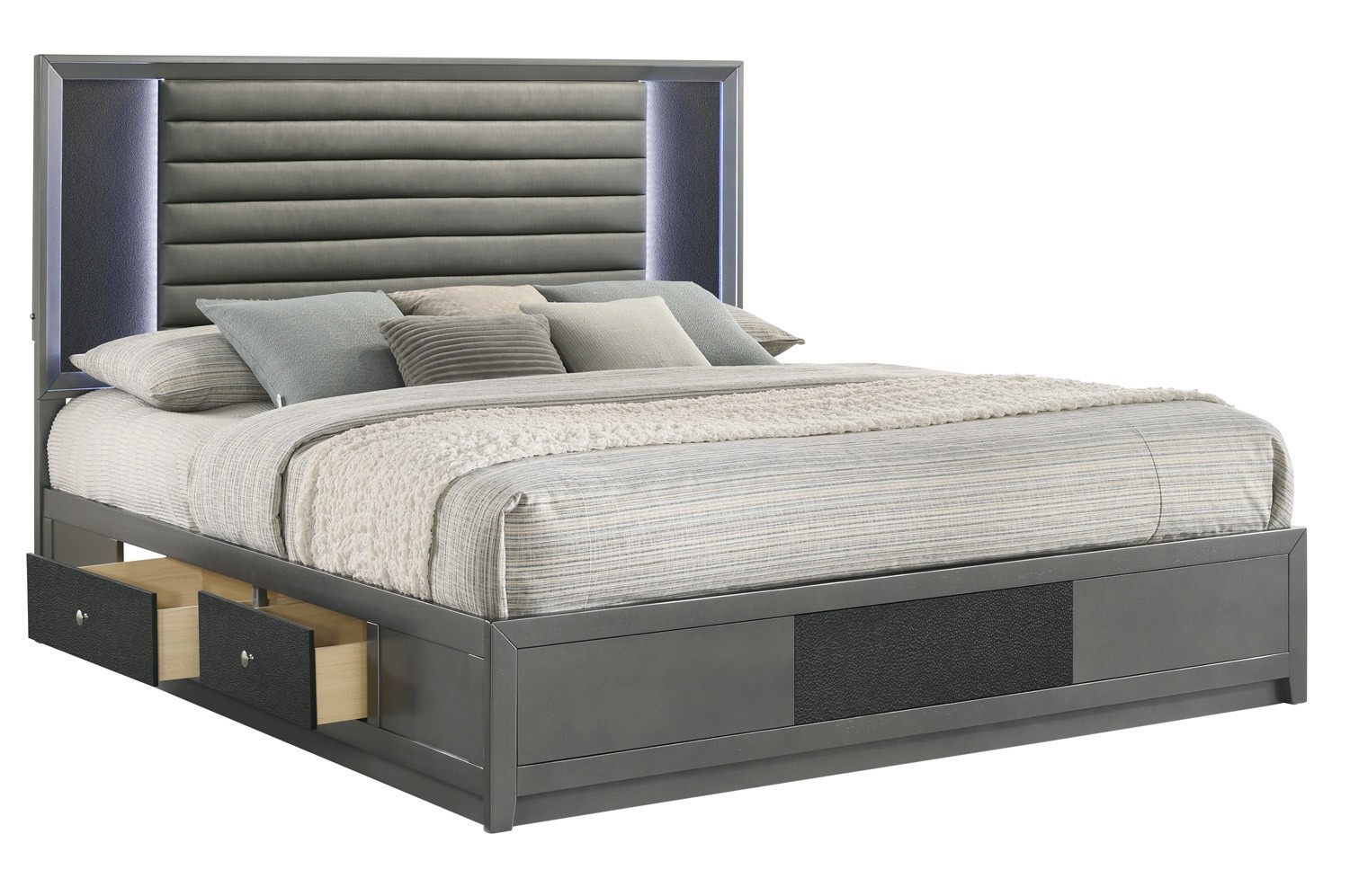 SM Nocturne Platform Storage Bed w/LED Light, King Size