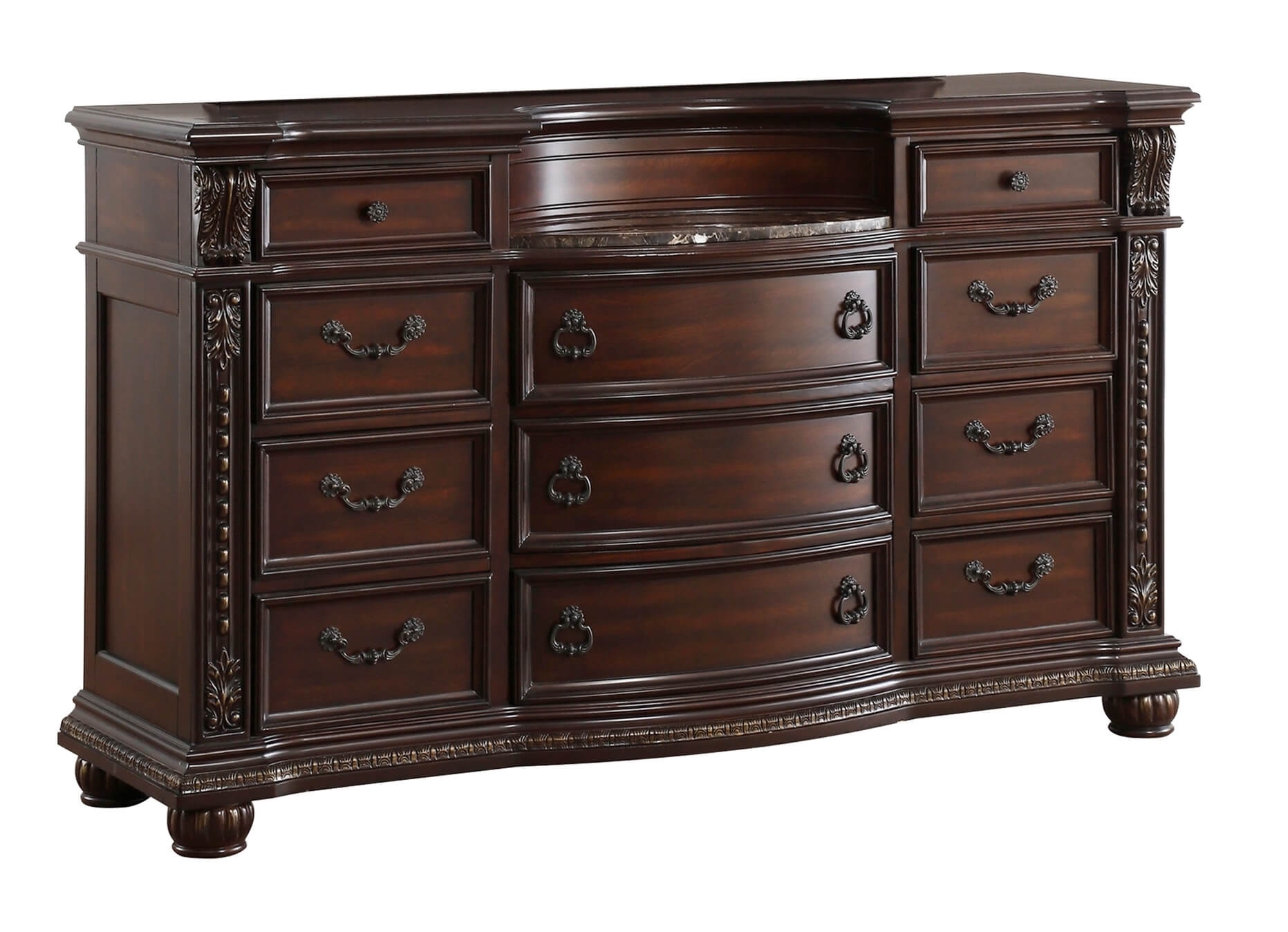 Cavalier Marble/Wood/Wood Veneer Dresser