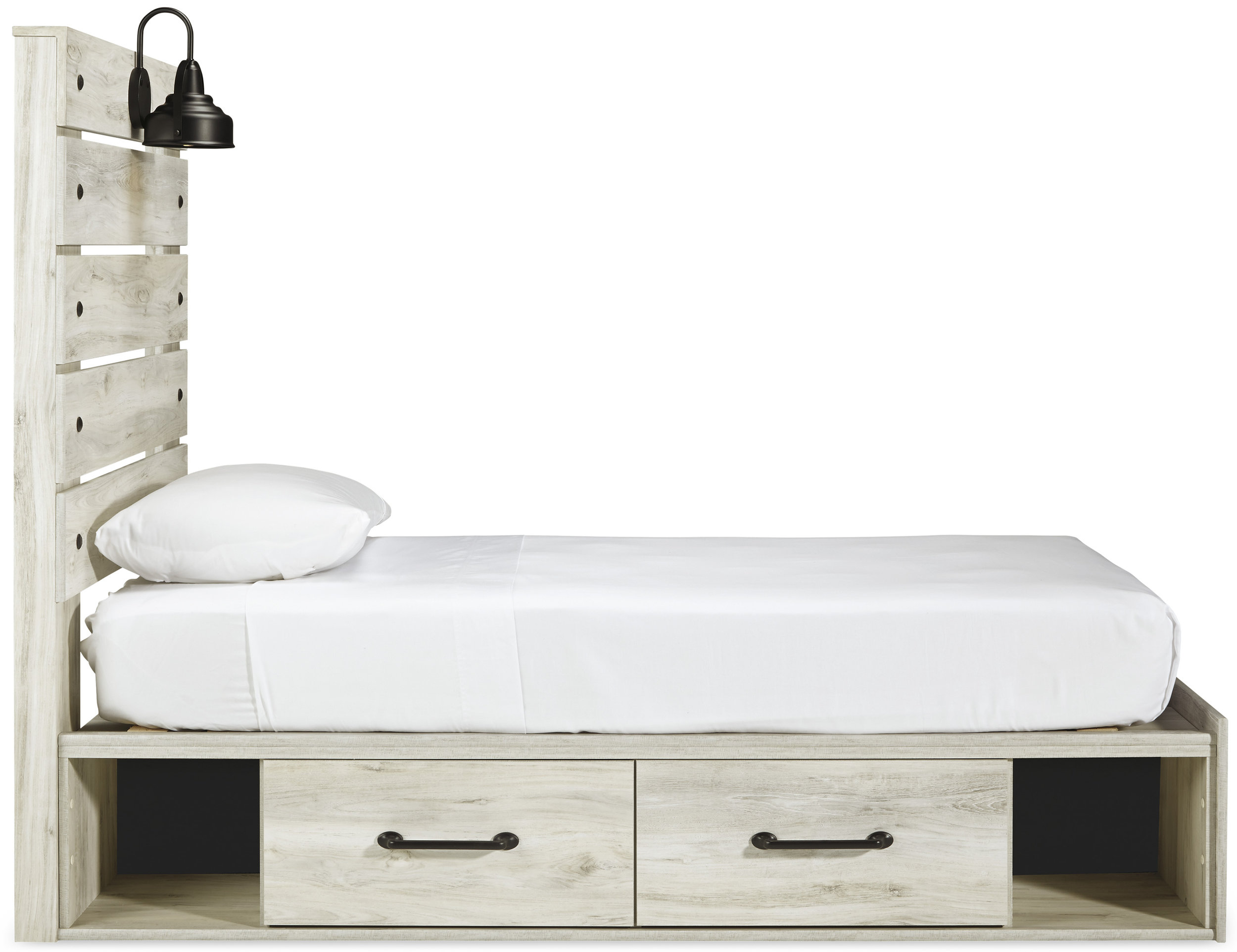 Cambeck MDF/Wood Veneer Panel Bed w/2 Storage Drawers