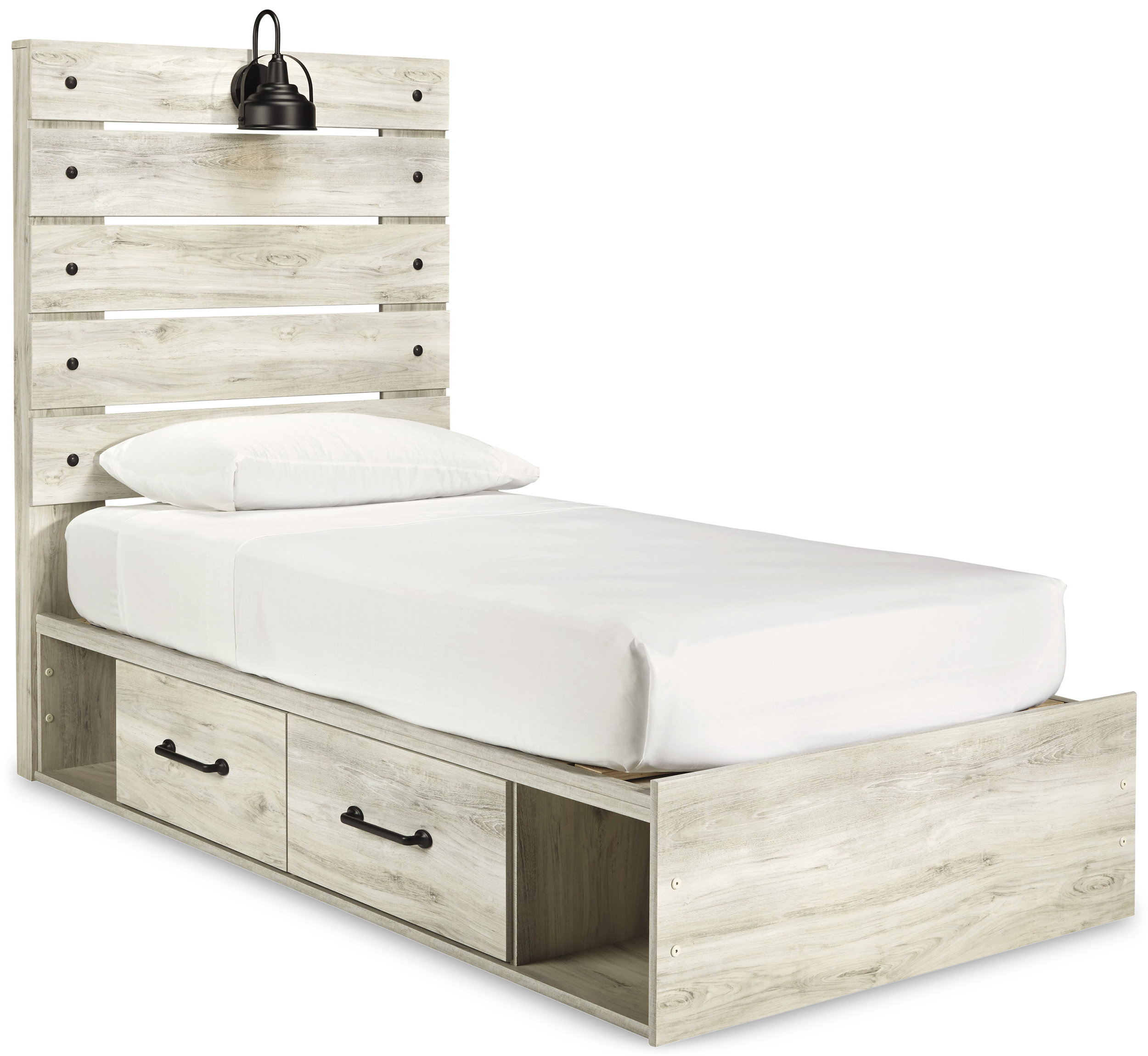Cambeck MDF/Wood Veneer Panel Bed w/4 Drawers