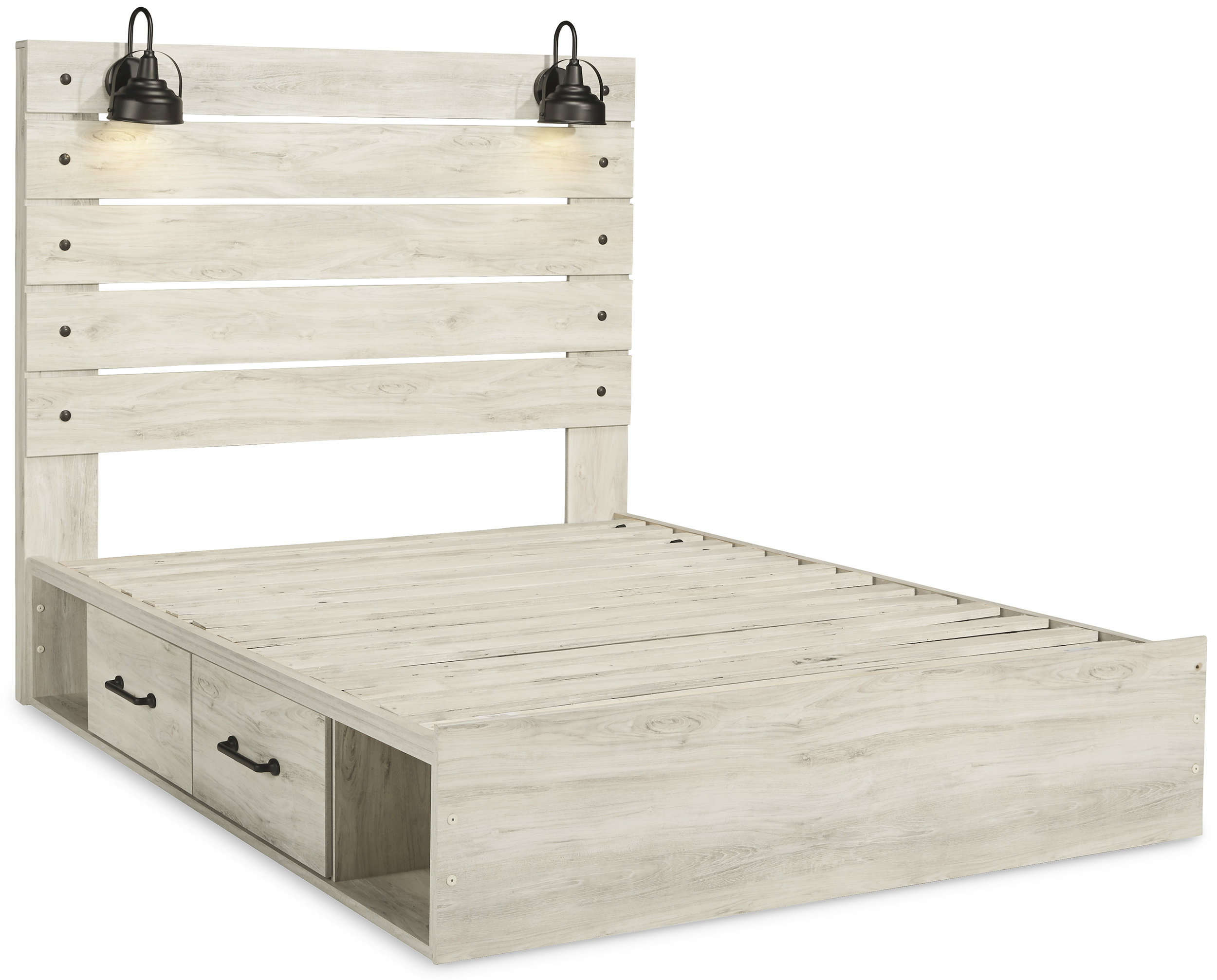 Cambeck MDF/Wood Veneer Panel Bed w/4 Drawers, Queen Size