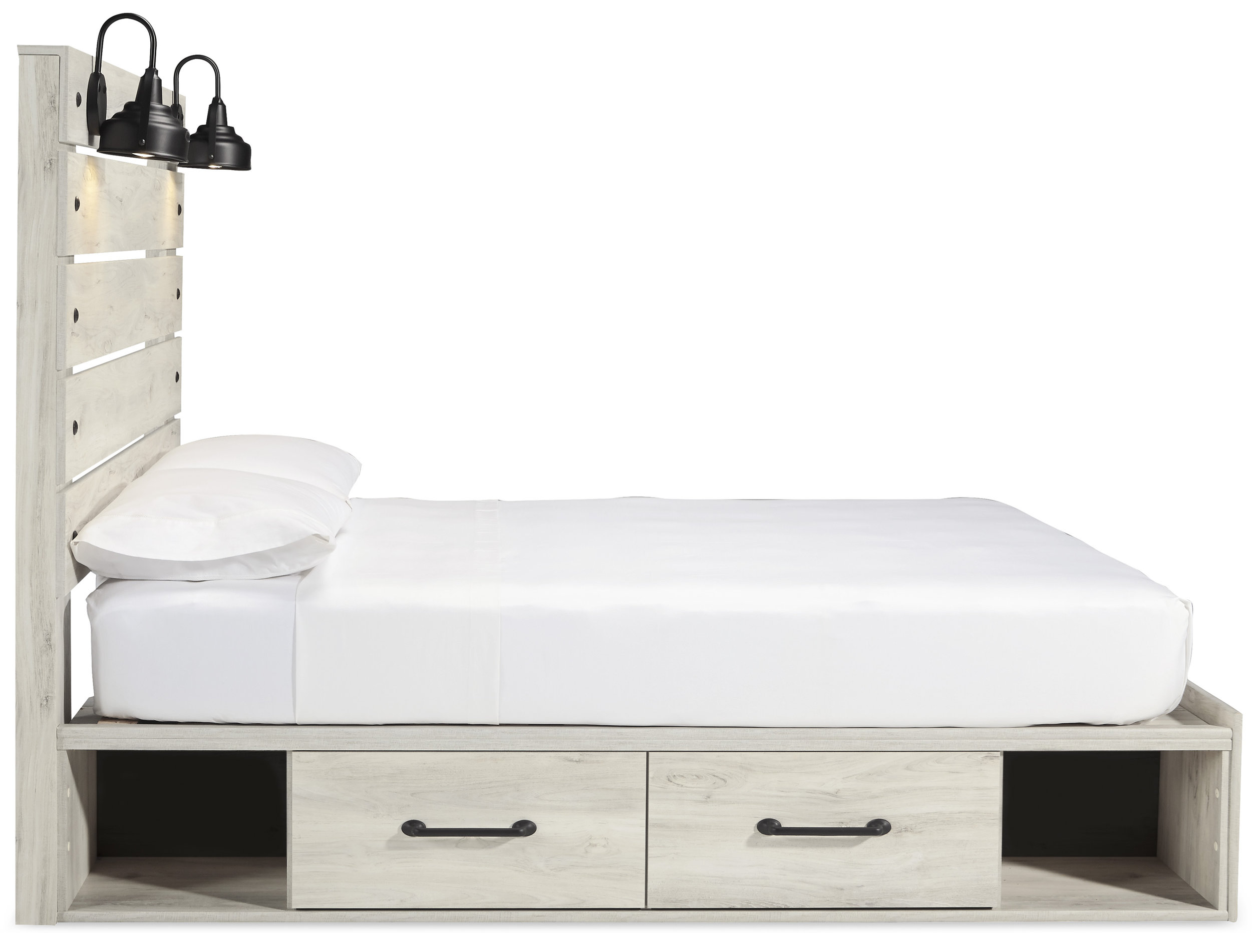 Cambeck MDF/Wood Veneer Panel Bed w/4 Drawers, Queen Size