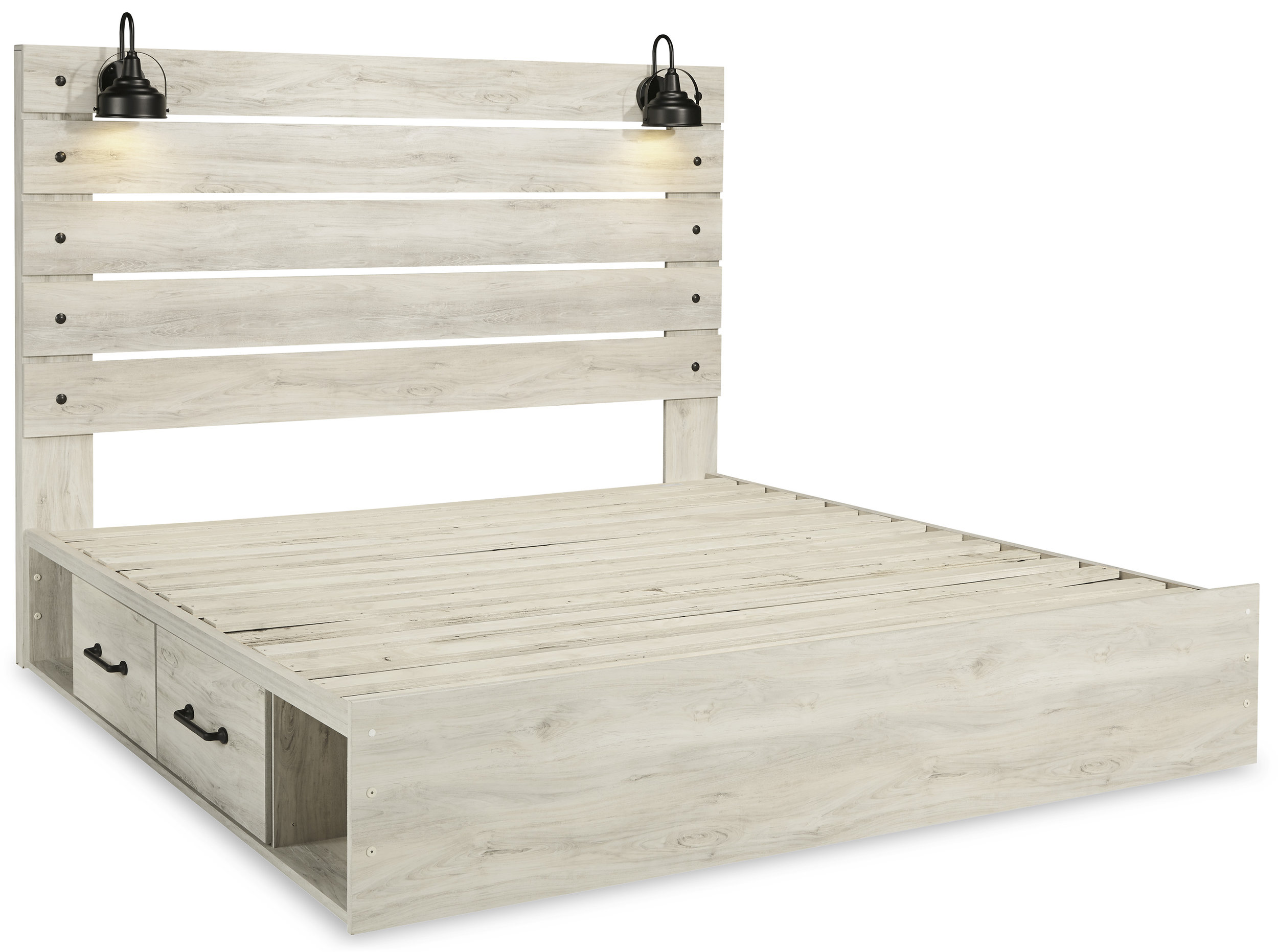 Cambeck MDF/Wood Veneer Panel Bed w/4 Drawers, King Size