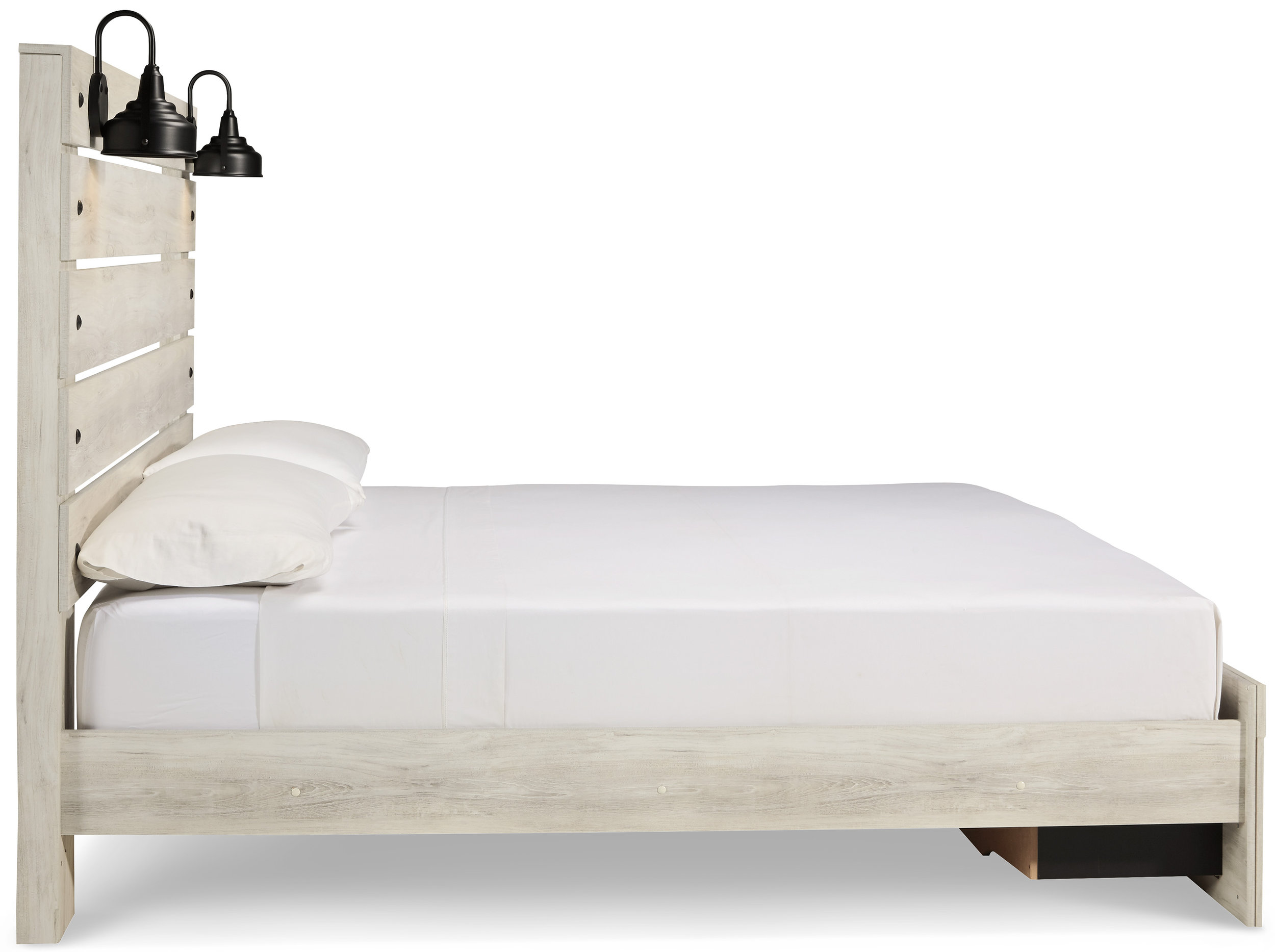 Cambeck MDF/Wood Veneer Panel Bed w/2 Drawers, King Size