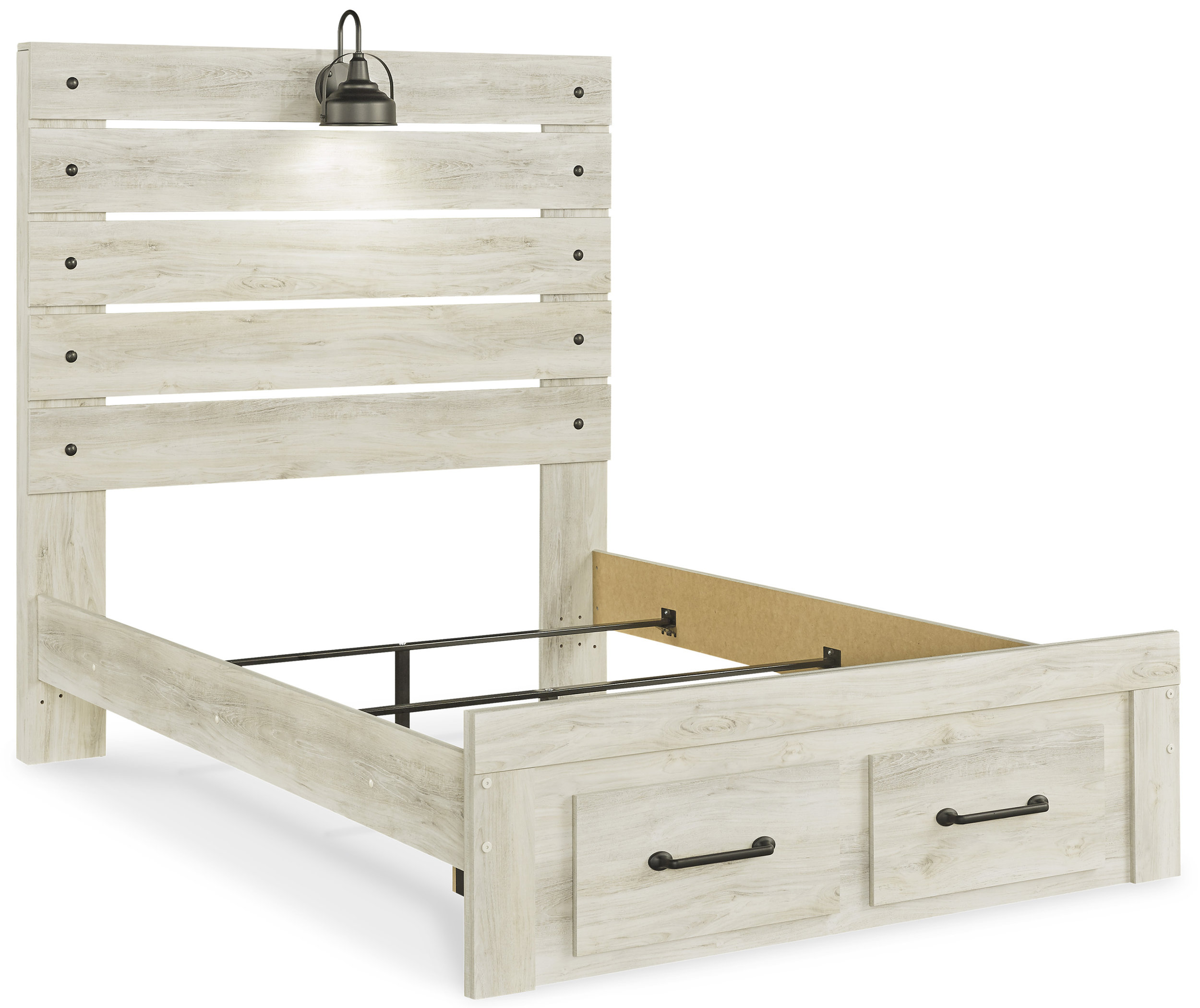 Cambeck MDF/Wood Veneer Panel Bed w/2 Drawers