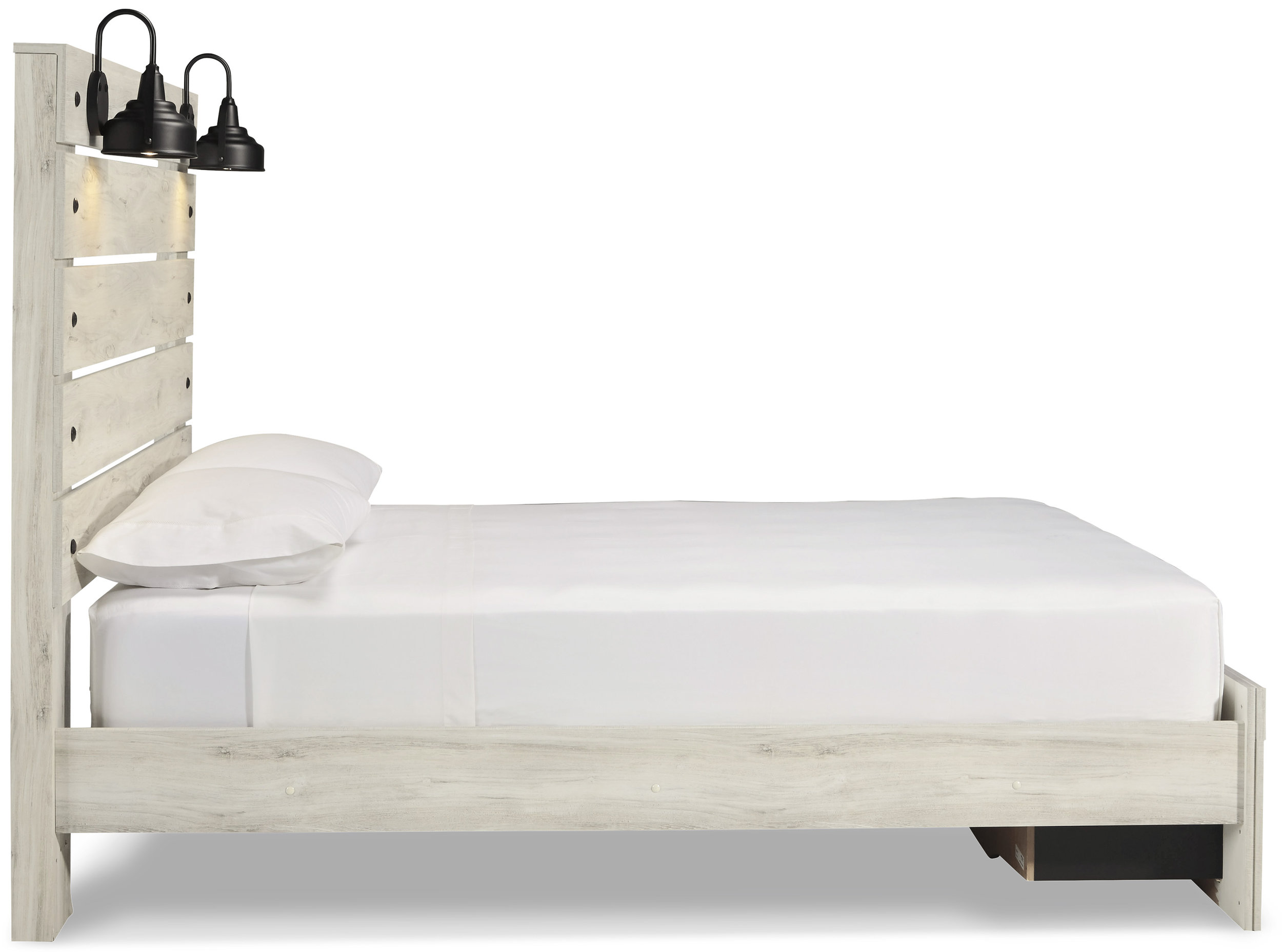 Cambeck MDF/Wood Veneer Panel Bed w/2 Drawers, Queen Size