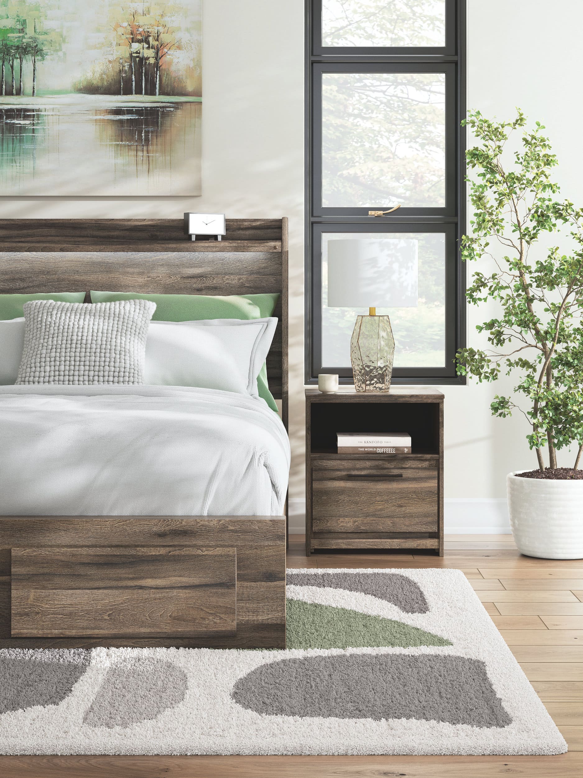 Elbrim MDF Panel Platform Storage Bedroom Set