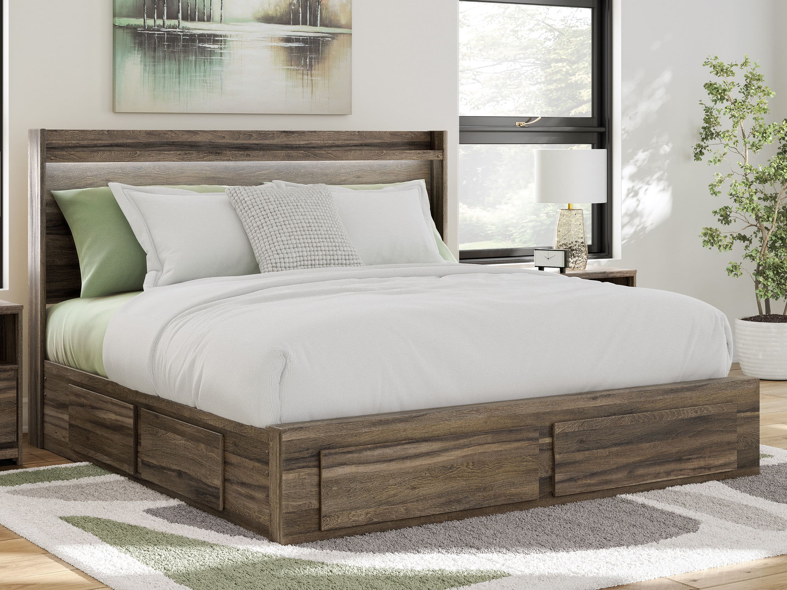 Elbrim MDF Panel Storage Bed w/6 Drawers, King Size