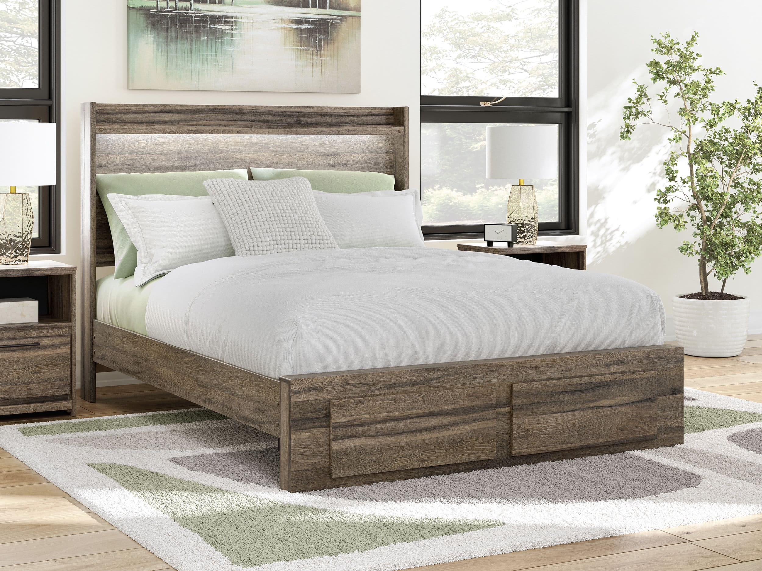 Elbrim MDF Panel Platform Storage Bedroom Set