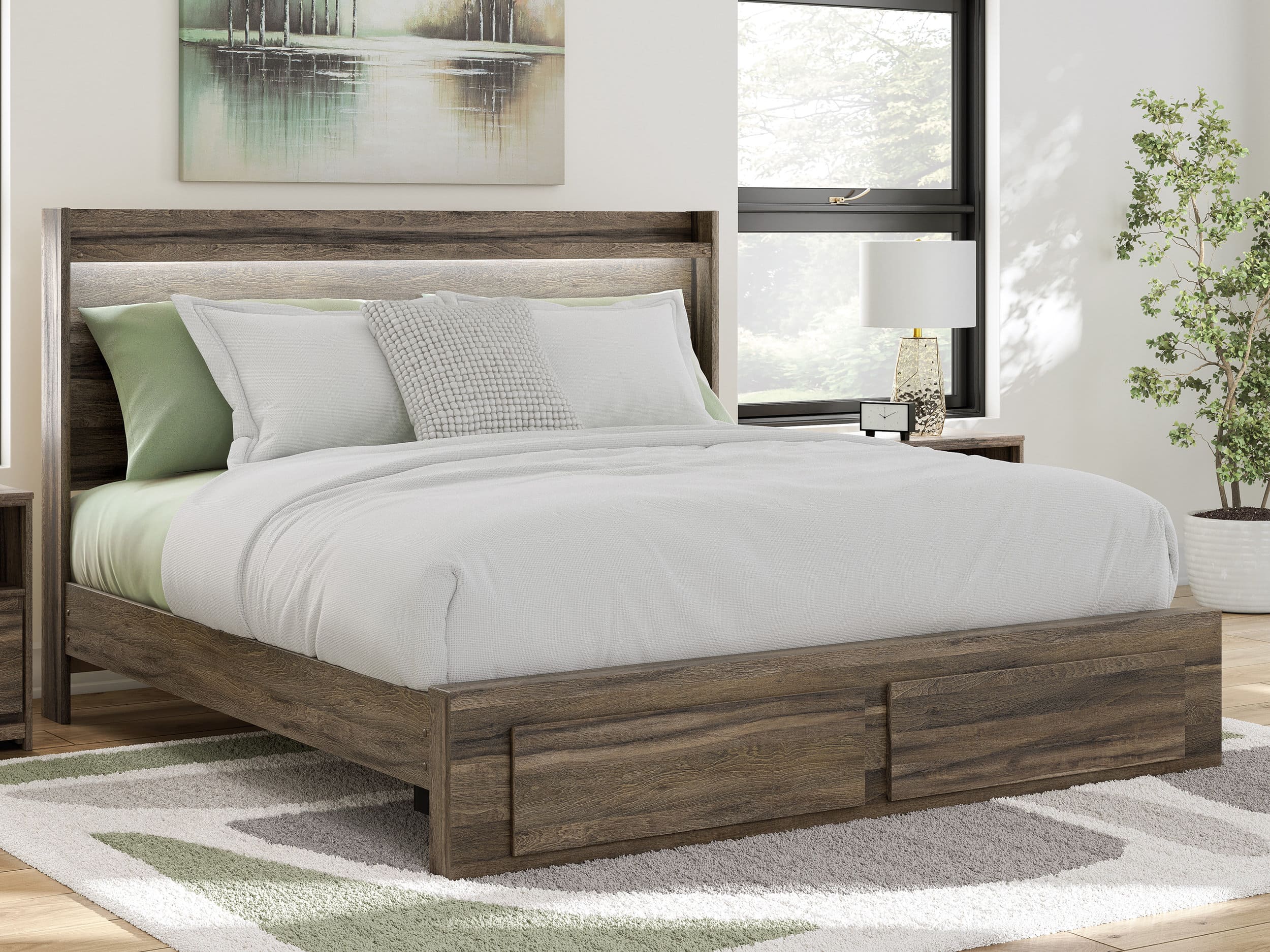 Elbrim MDF Panel Platform Storage Bedroom Set