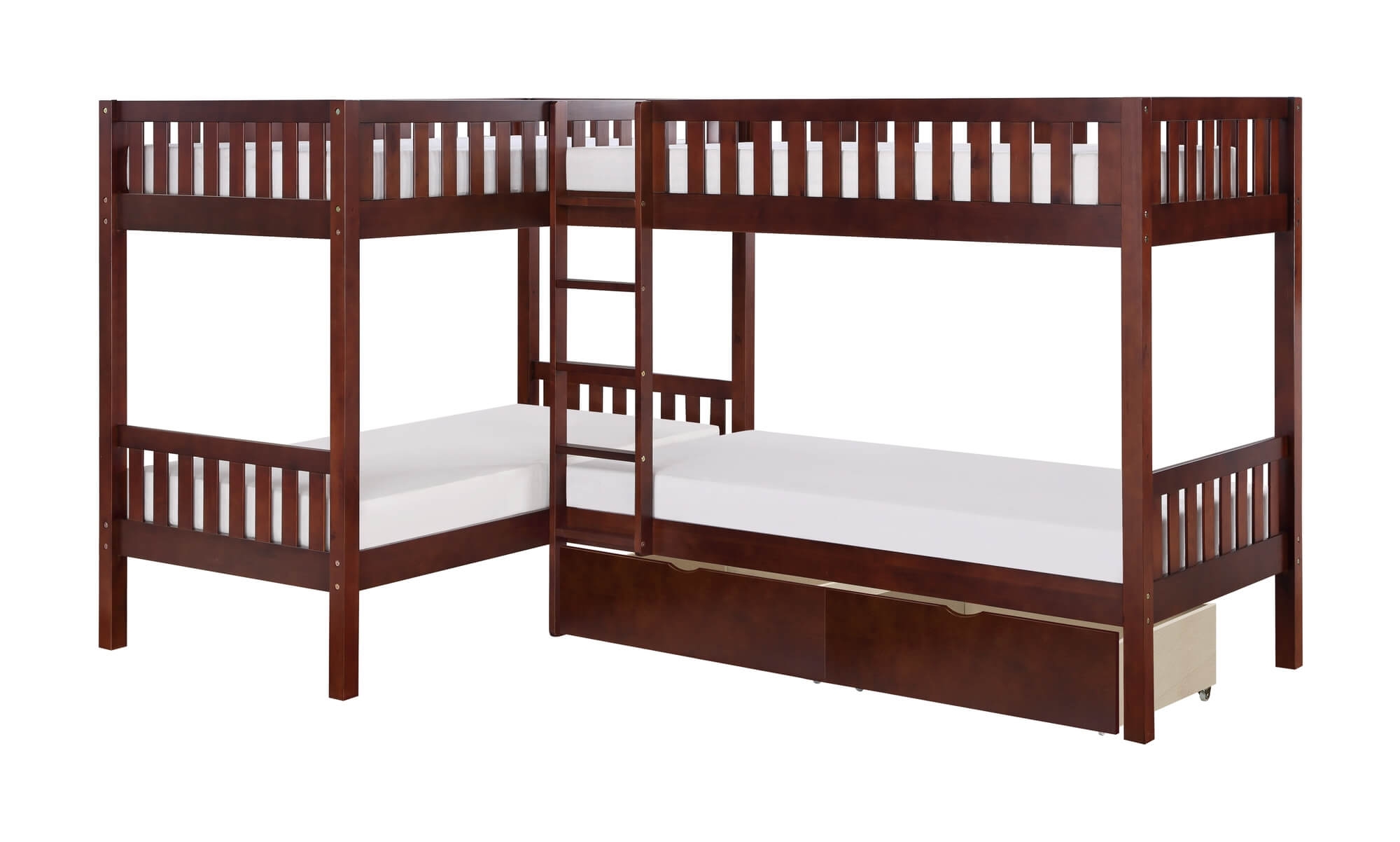 Rowe Wood/Wood Veneer Corner Bunk Bed Set