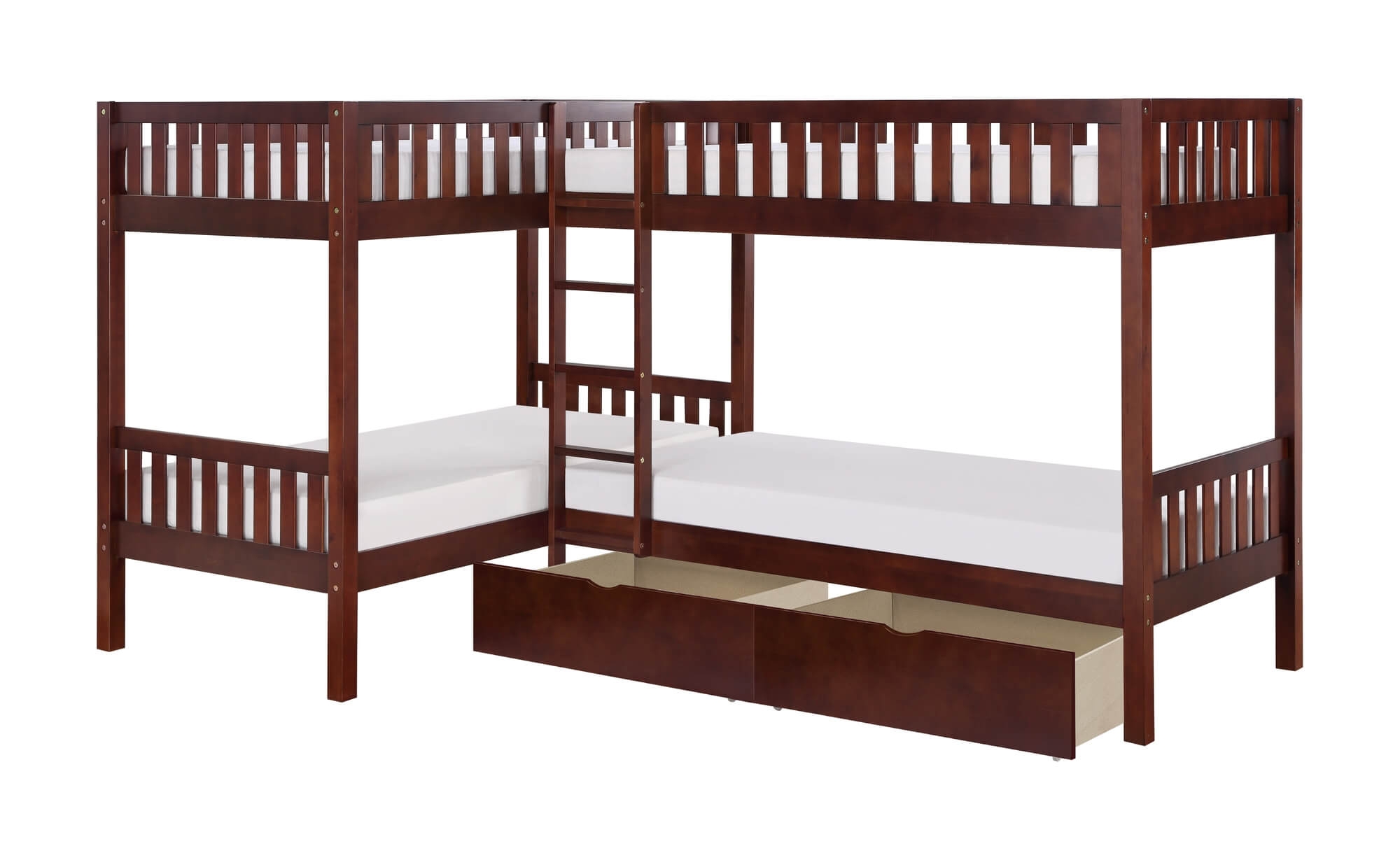 Rowe Wood/Wood Veneer Corner Bunk Bed Set