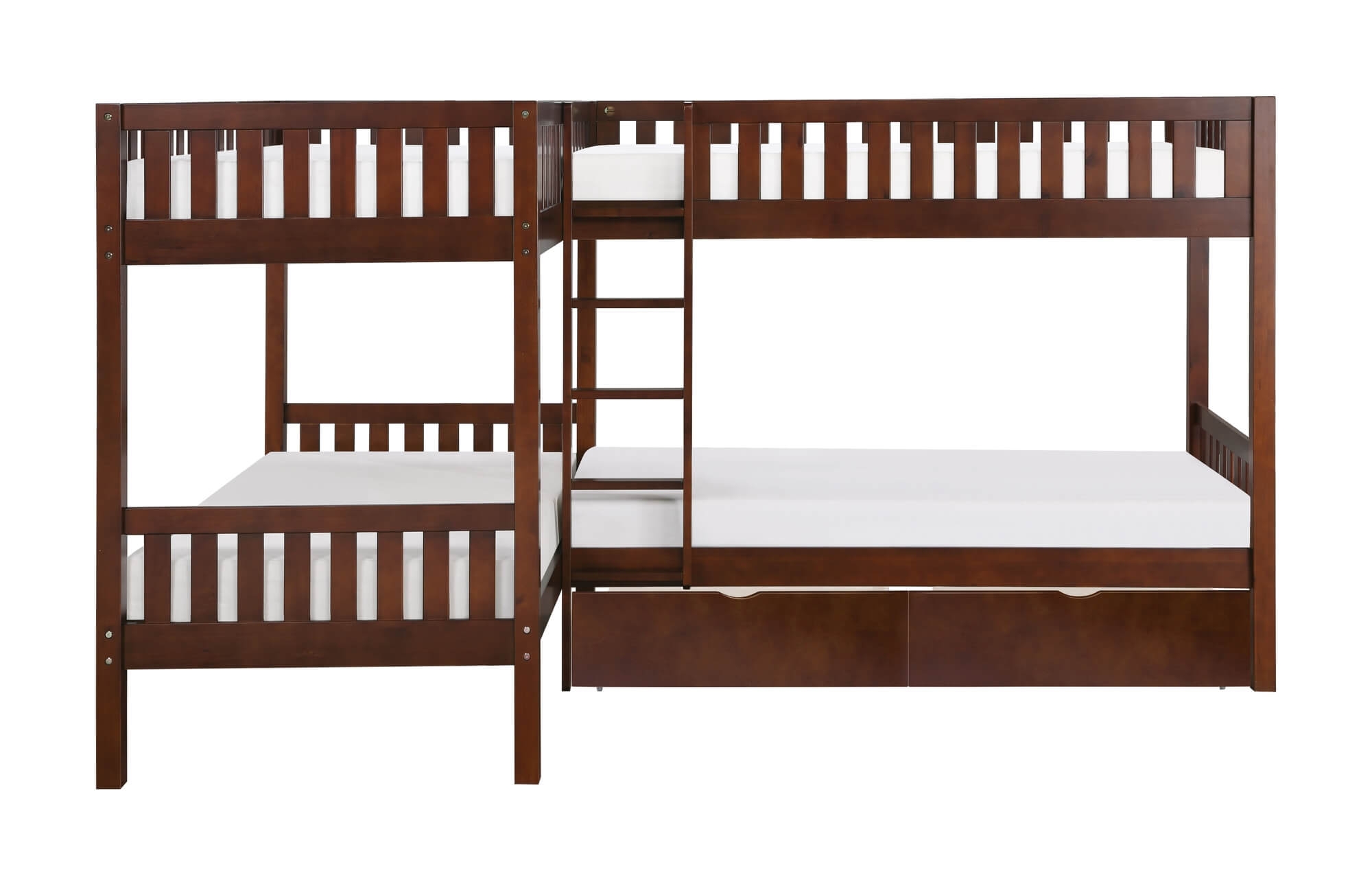 Rowe Wood/Wood Veneer Corner Bunk Bed Set