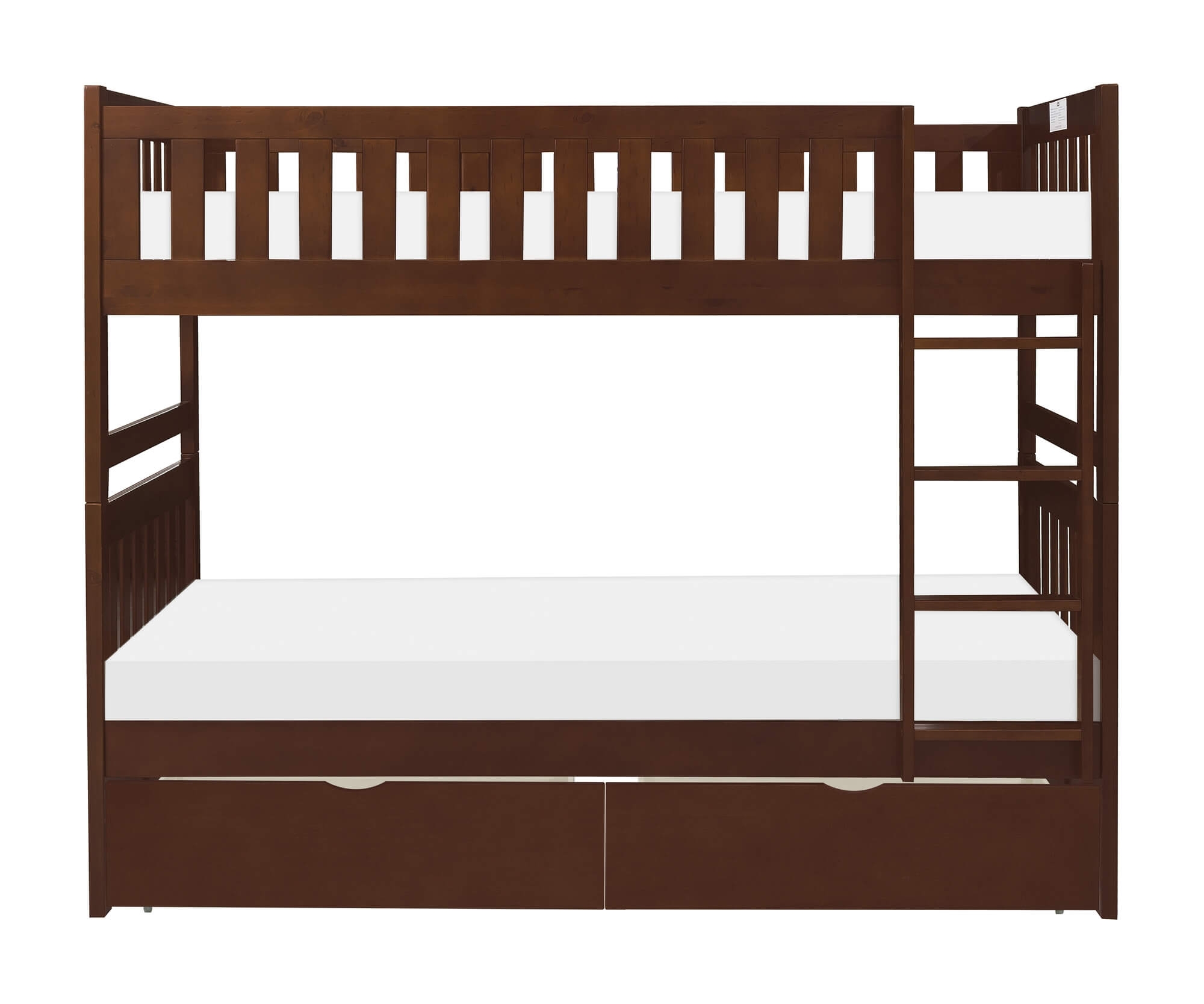 Rowe Wood/Wood Veneer Bunk Bed w/ Storage Boxes, Twin/Twin Size