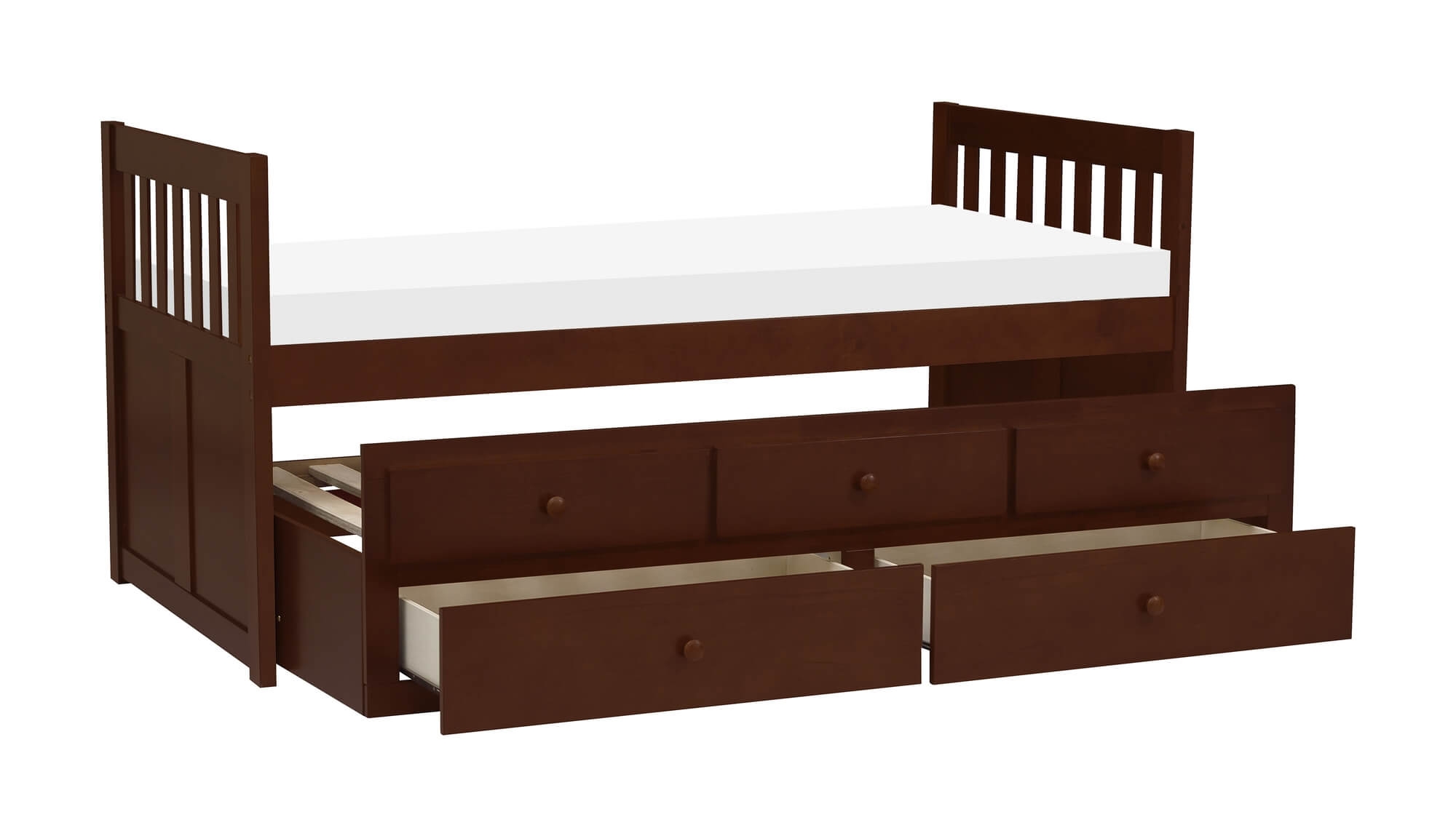 Rowe Wood/Wood Veneer Storage Trundle Bed, Twin/Twin Size