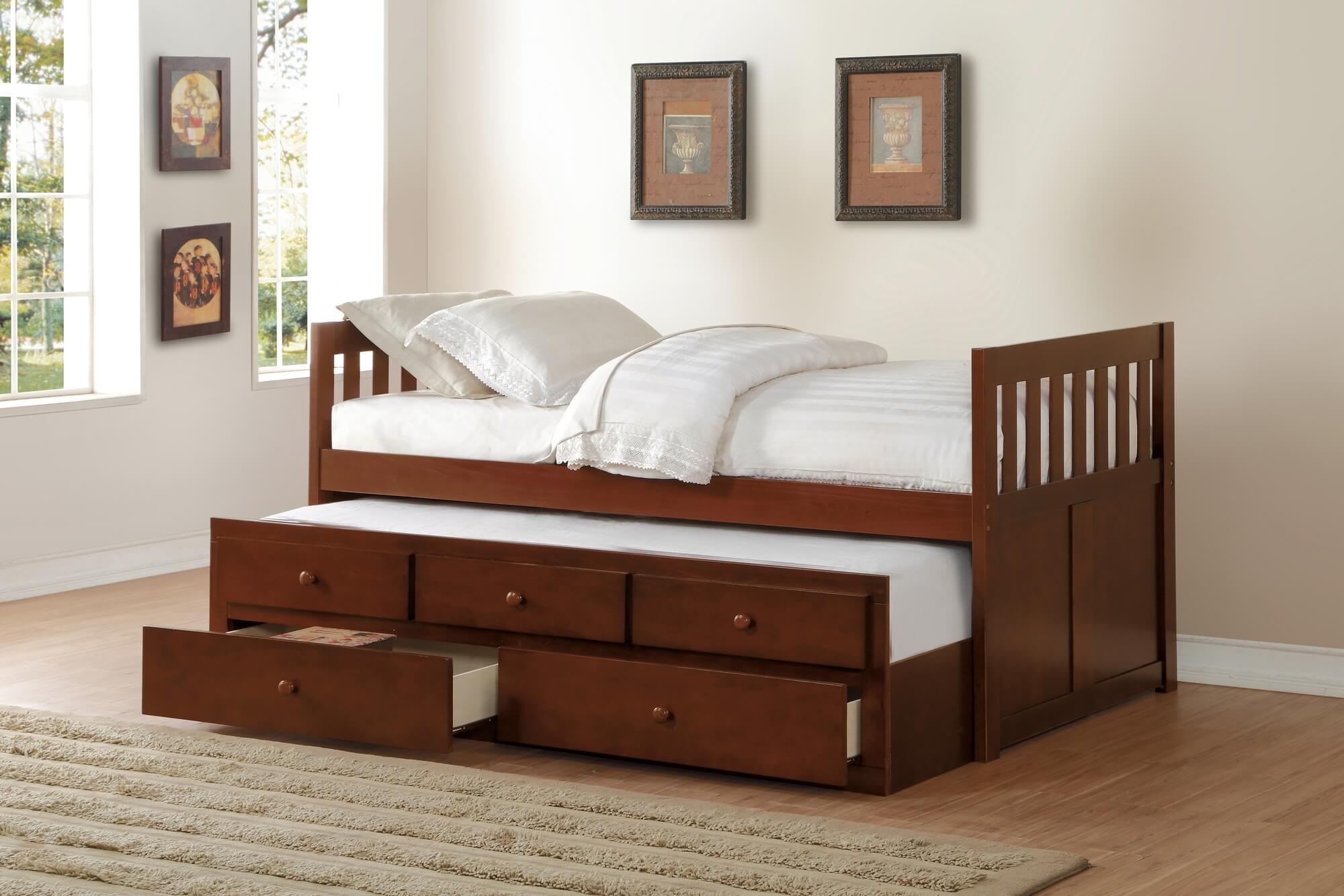 Rowe Wood/Wood Veneer Storage Trundle Bed, Twin/Twin Size