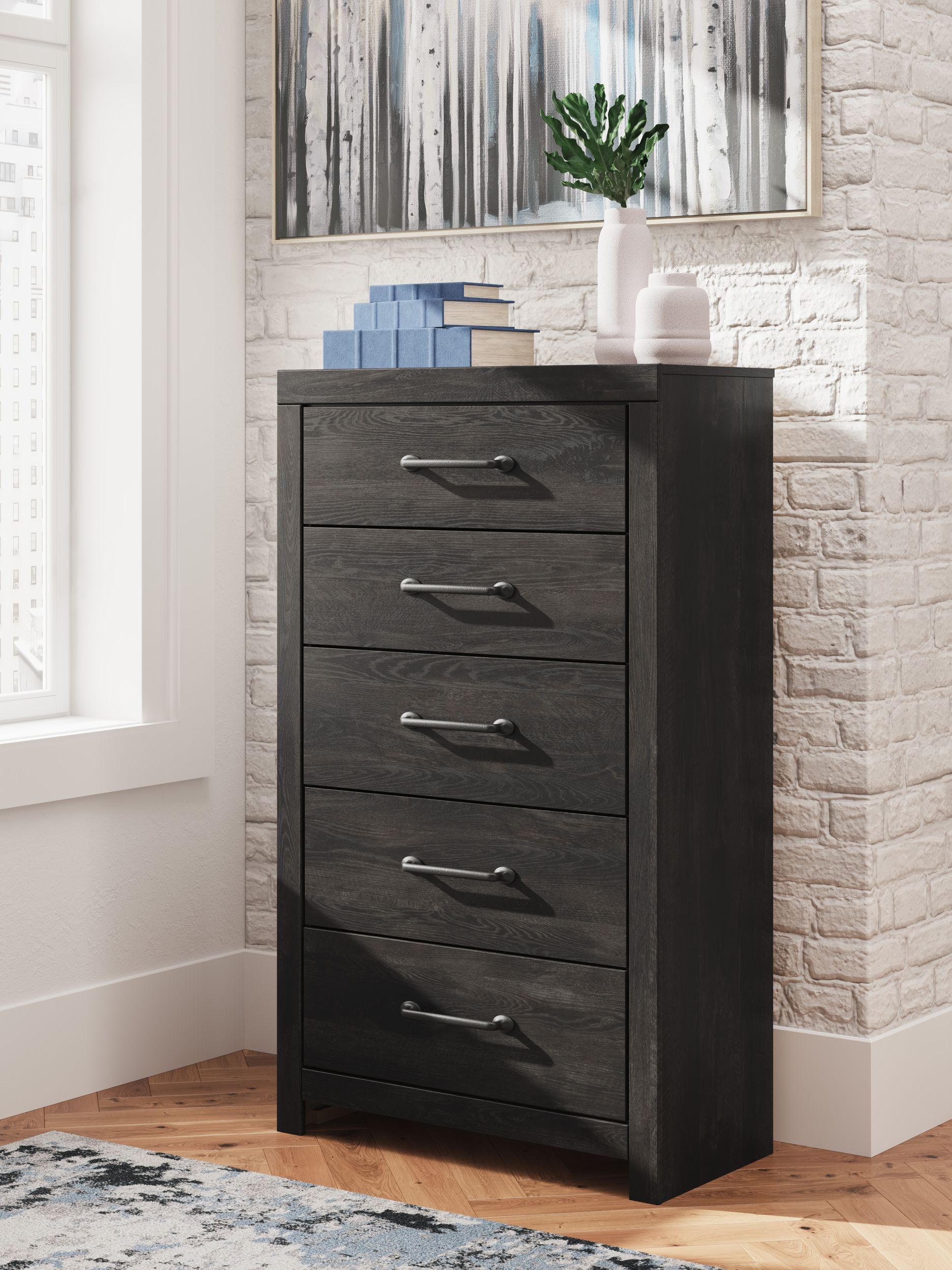 Hollivern MDF Panel Bedroom Set w/4 Drawers