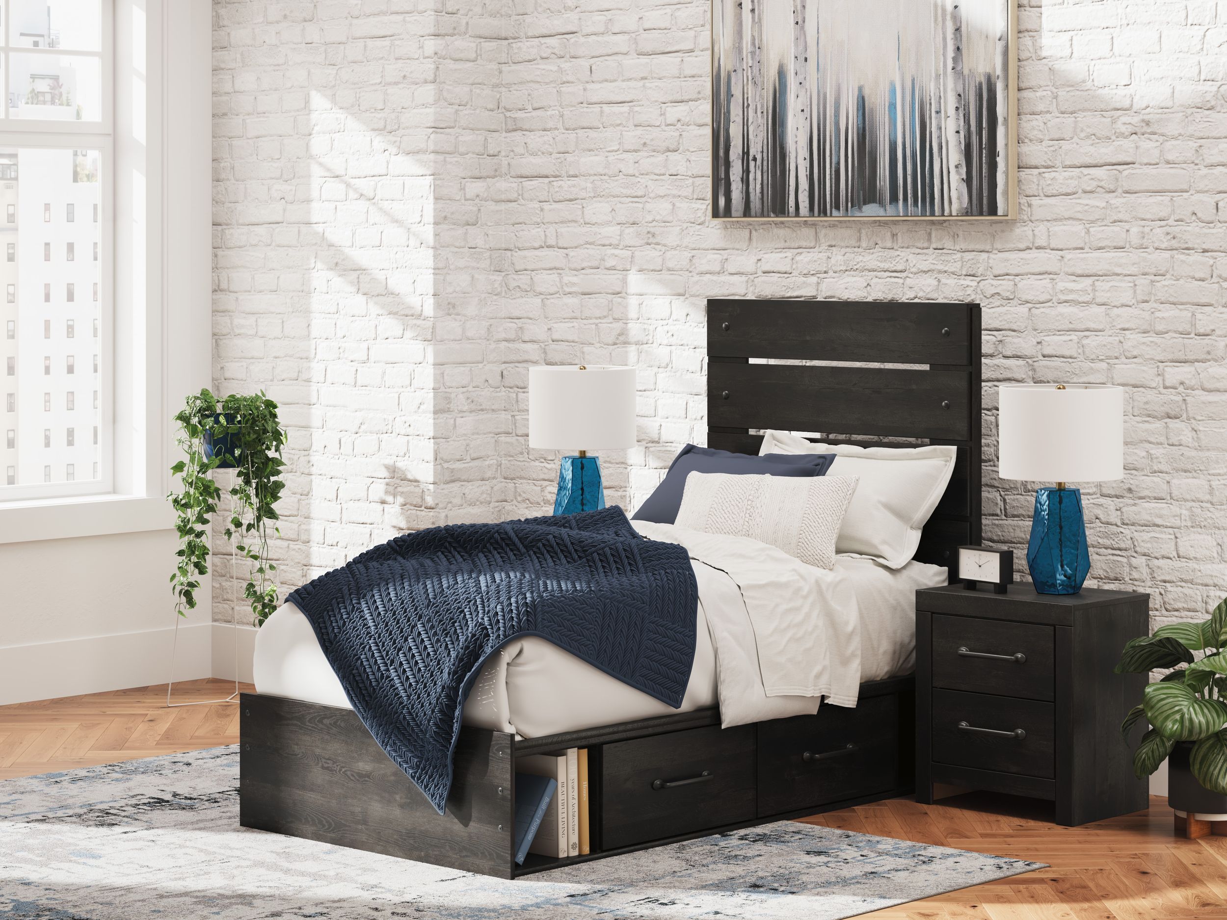 Hollivern MDF Panel Bed w/4 Drawers