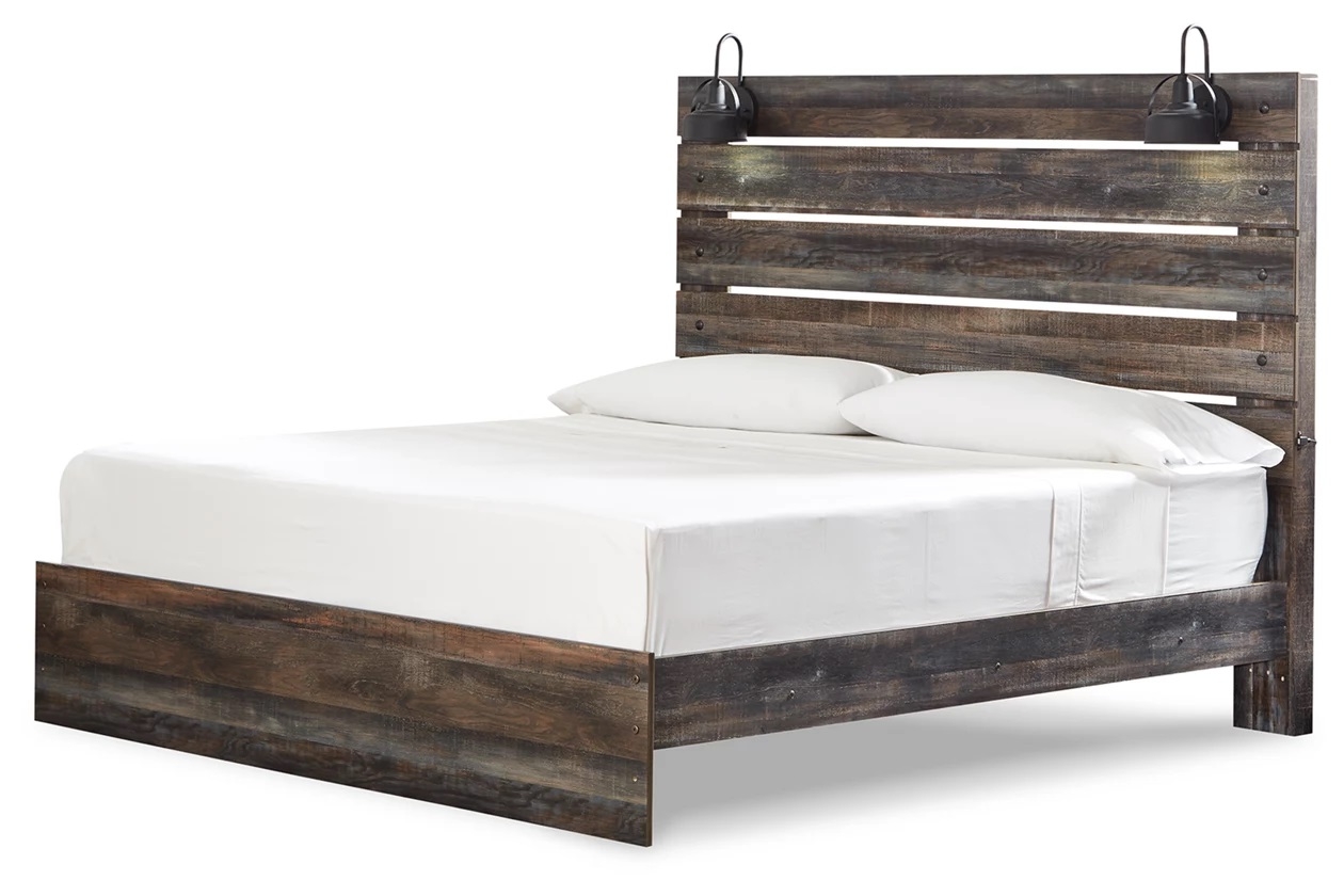 Ashley SM Drystan Wood Panel Bedroom Set w/LED Light