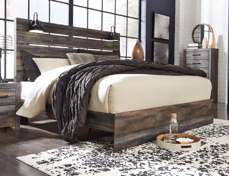 Ashley SM Drystan Wood Panel Bed w/LED Light