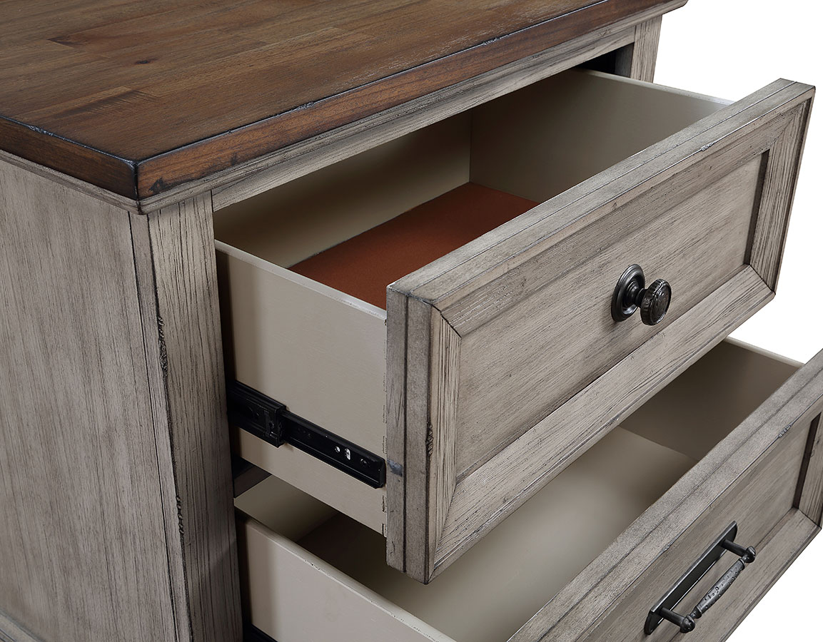 SM Mariana Wood Nightstand w/2 Drawers & USB