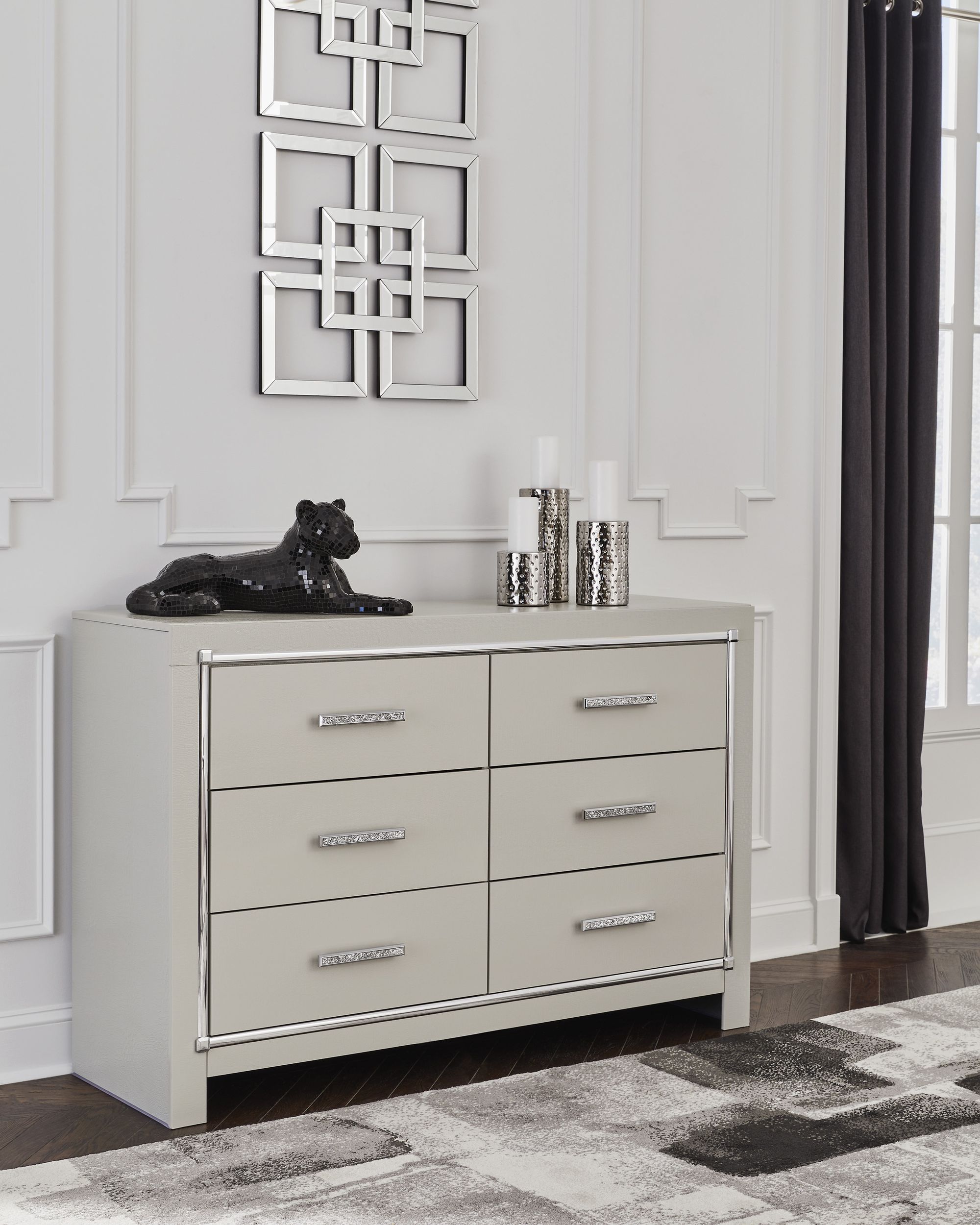 Zyniden Wood/PU Double Dresser w/6 Drawers