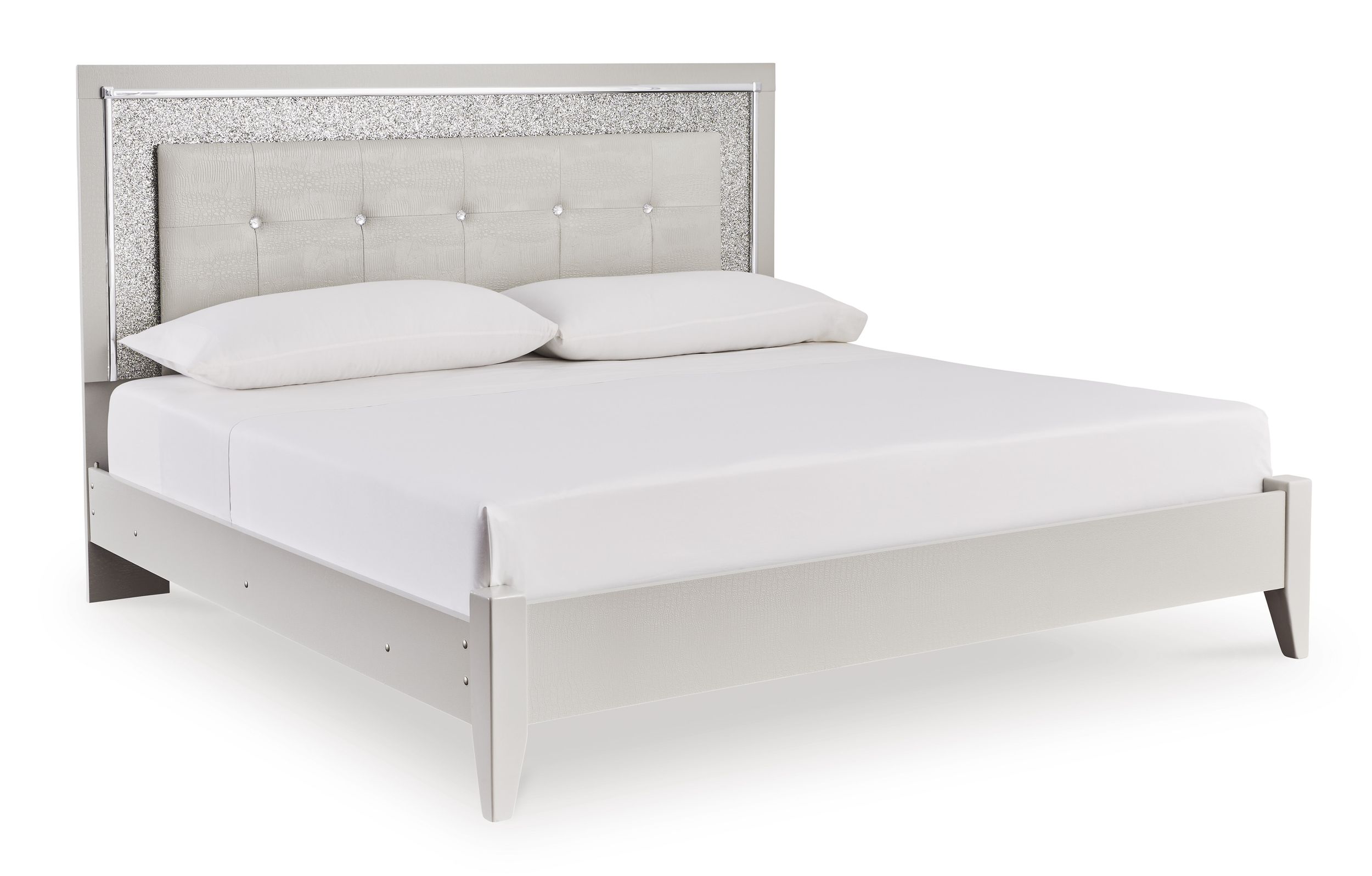 Zyniden Upholstered Panel Bed w/LED Light, King Size