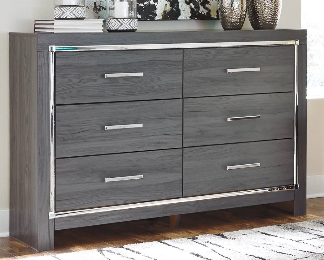 Lodanna Faux Leather/Wood Panel Storage Bedroom Set w/LED Lighting