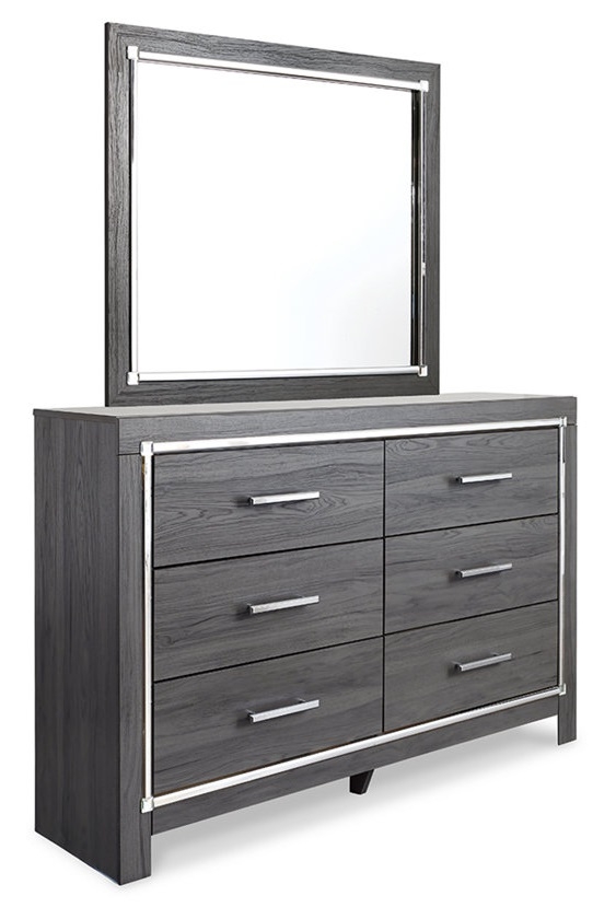 Lodanna Faux Leather/Wood Panel Bedroom Set w/LED Lighting