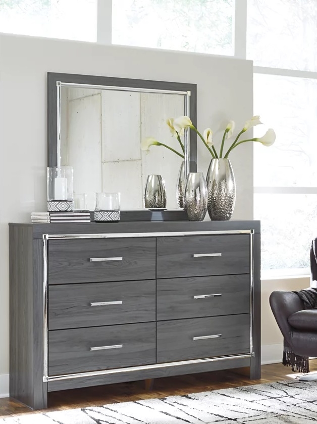 Lodanna Faux Leather/Wood Panel Bedroom Set w/LED Lighting