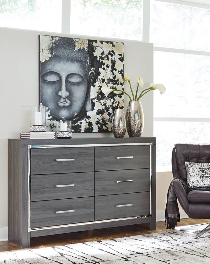 Lodanna Faux Leather/Wood Panel Storage Bedroom Set w/LED Lighting