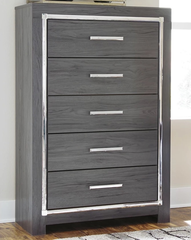 Lodanna Faux Leather/Wood Panel Storage Bedroom Set w/LED Lighting