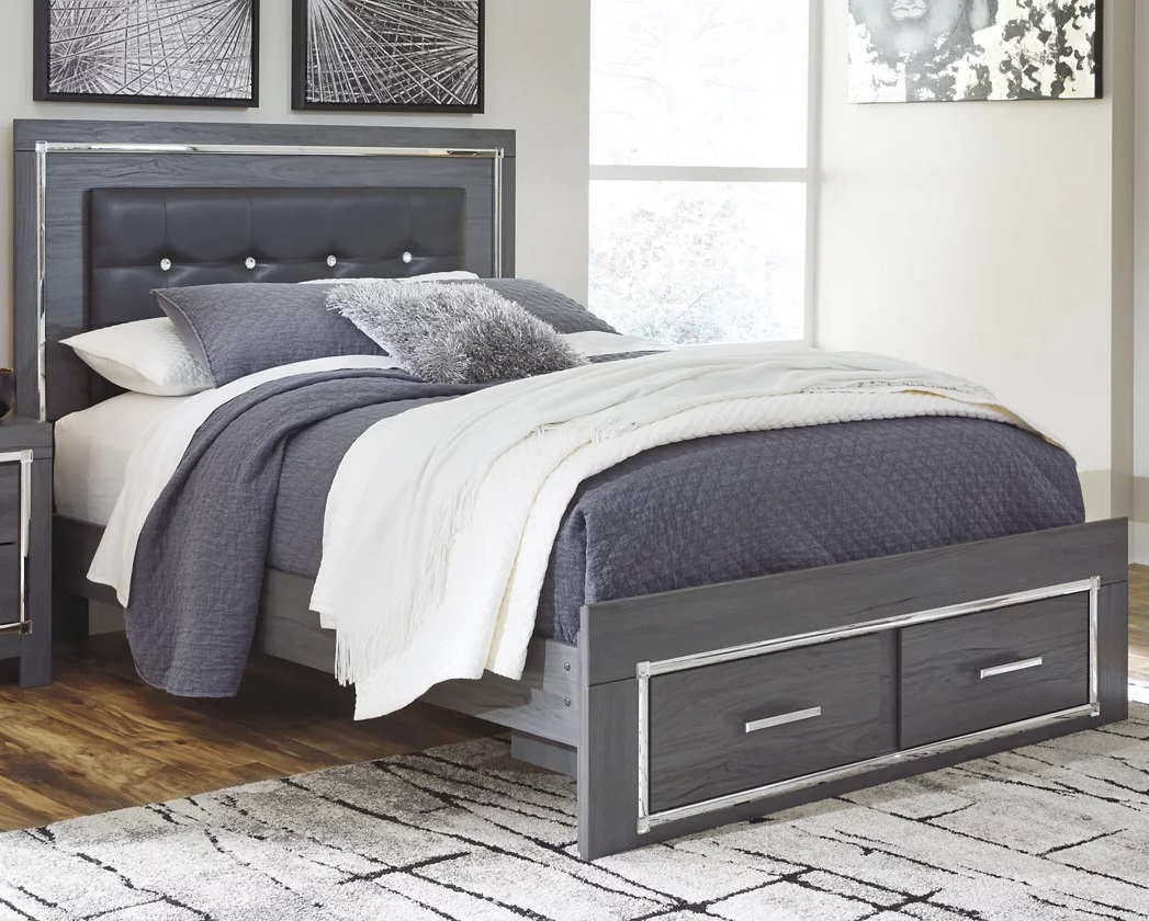 Lodanna Faux Leather/Wood Panel Storage Bedroom Set w/LED Lighting