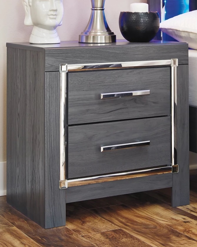 Lodanna Faux Leather/Wood Panel Bedroom Set w/LED Lighting