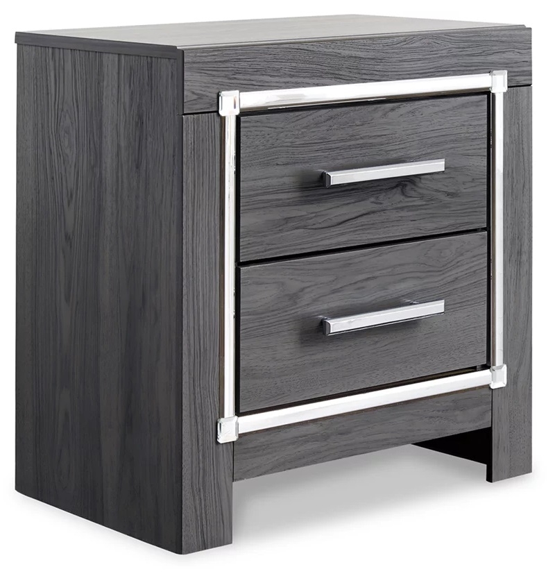 Lodanna Faux Leather/Wood Panel Storage Bedroom Set w/LED Lighting