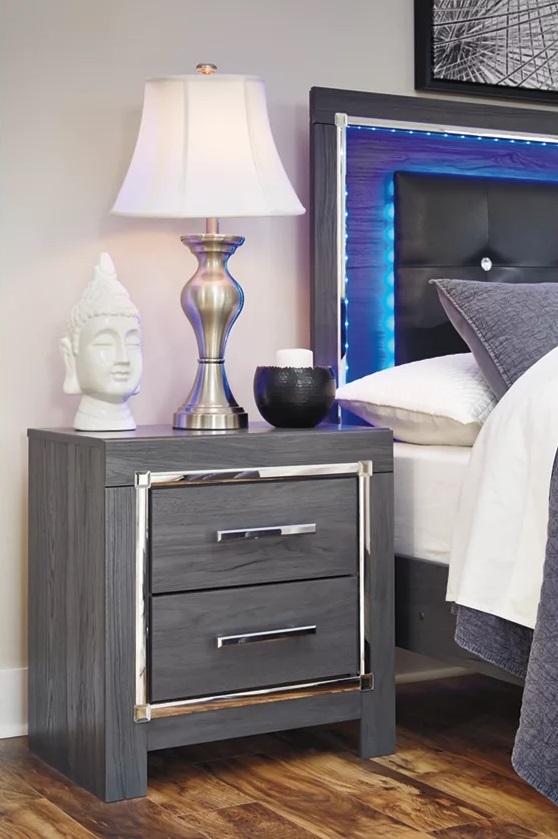 Lodanna Faux Leather/Wood Panel Bedroom Set w/LED Lighting