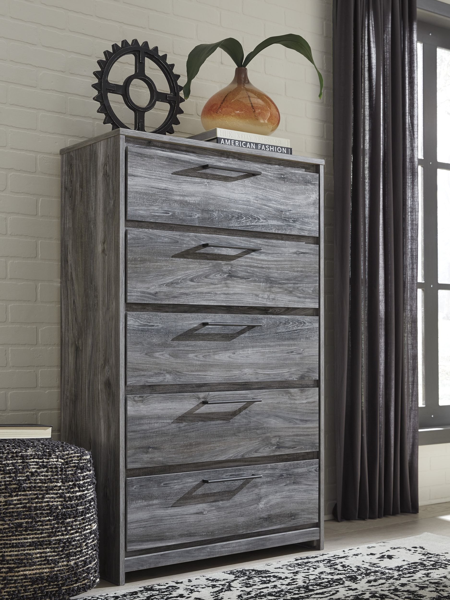 Baystorm MDF/Wood Veneer Chest w/5 Drawers