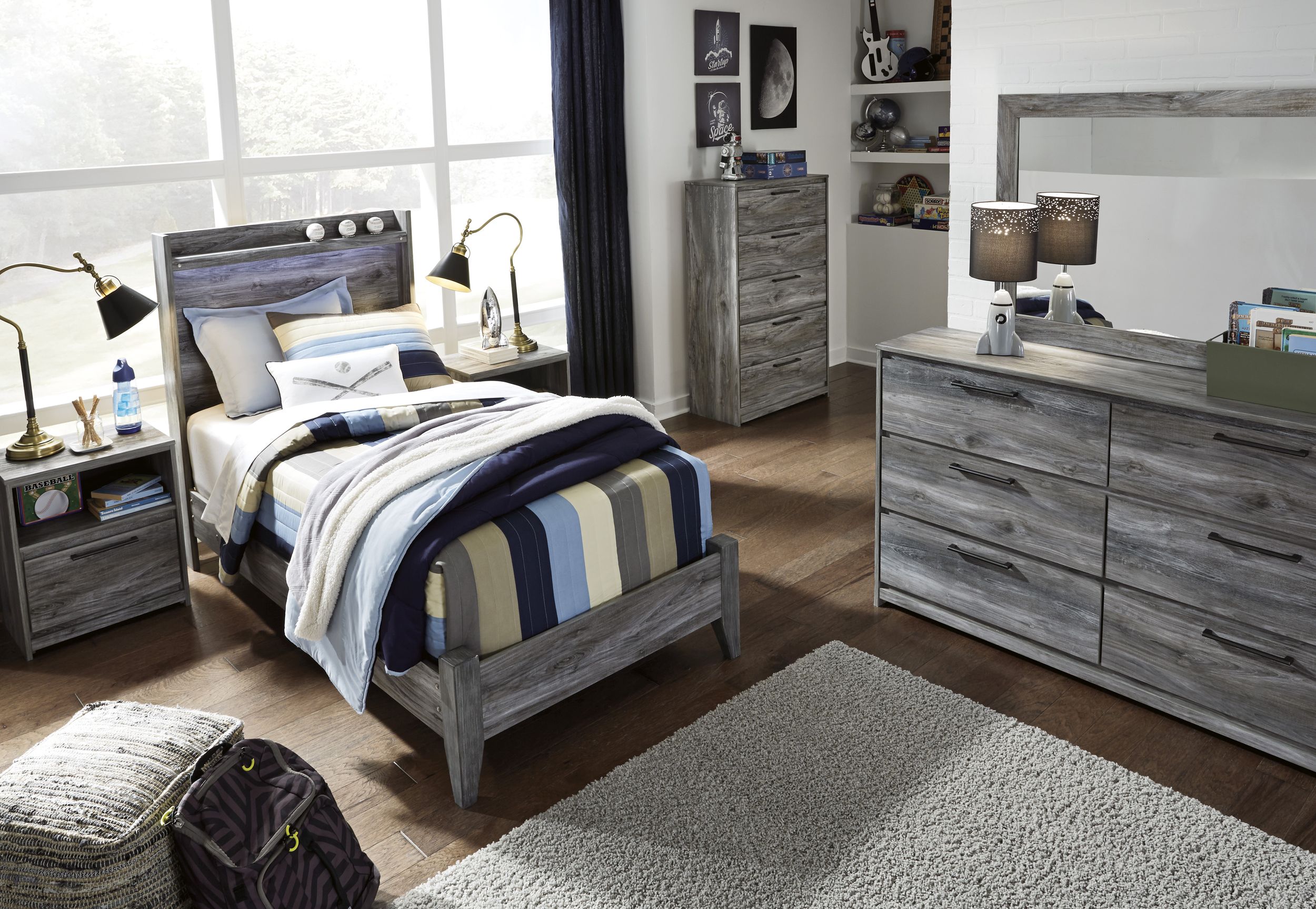 Baystorm MDF/Wood Veneer Panel Bed, Twin Size