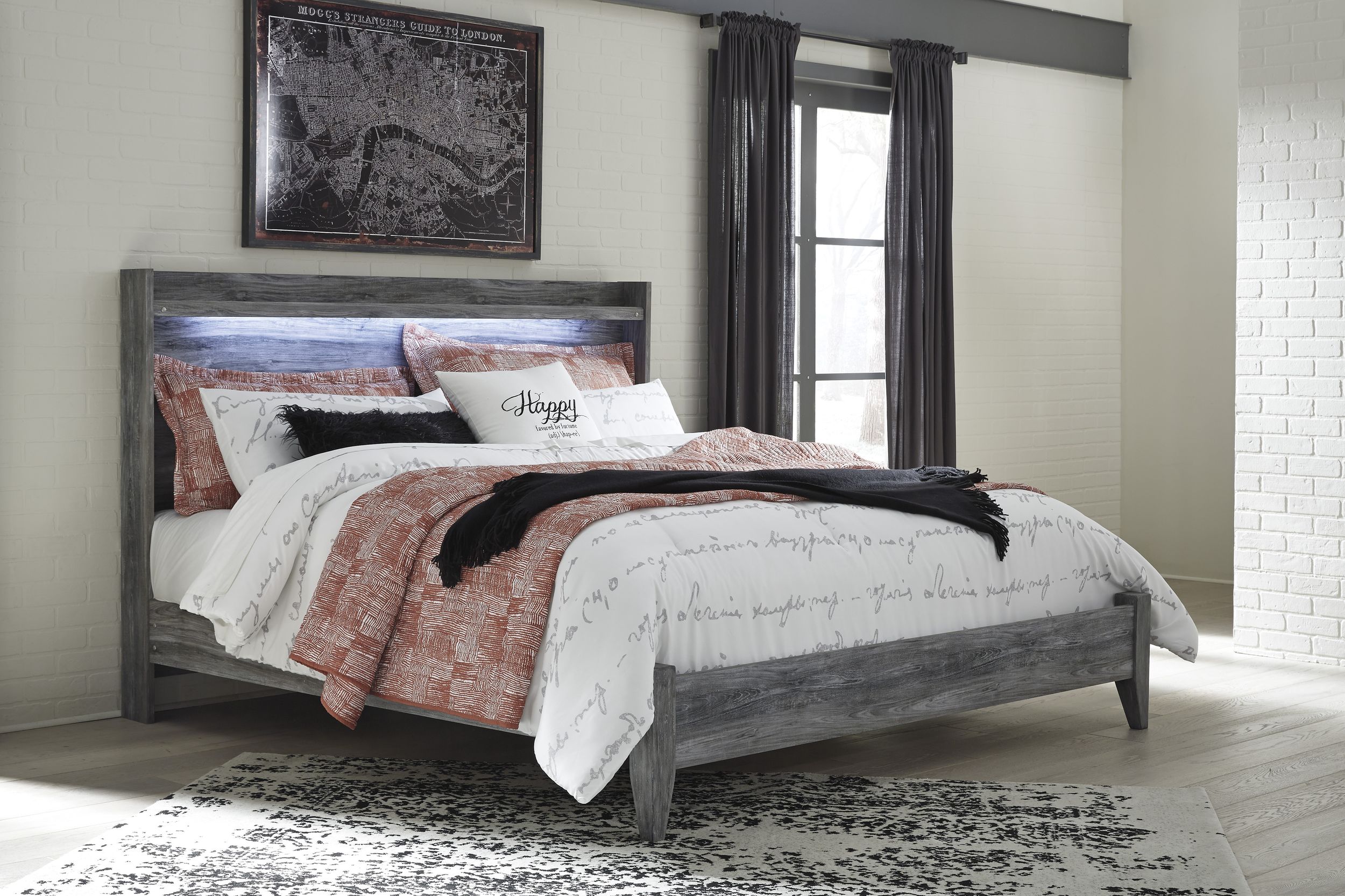 Baystorm MDF/Wood Veneer Panel Bed, King Size