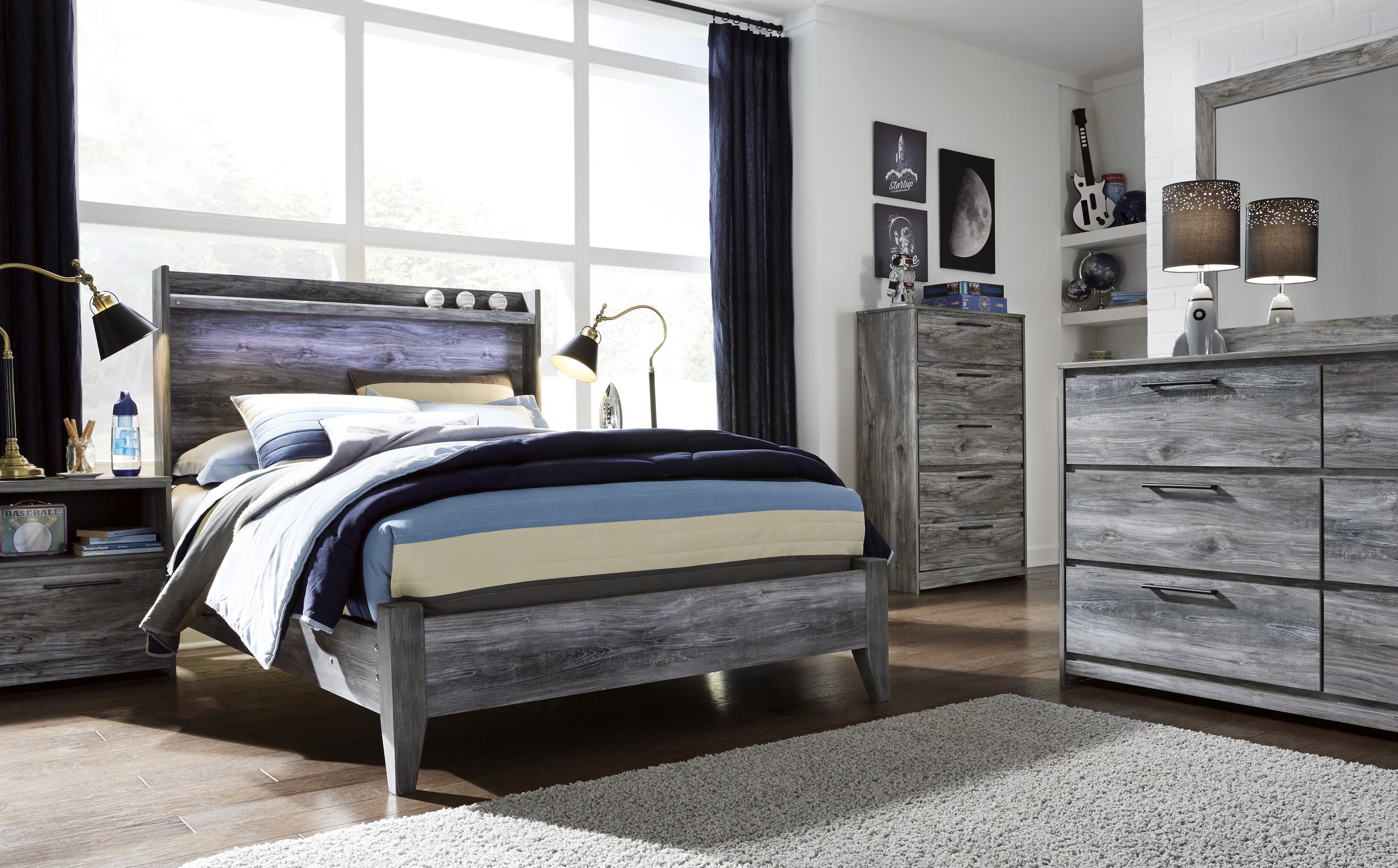 Baystorm MDF/Wood Veneer Panel Bed, Full Size