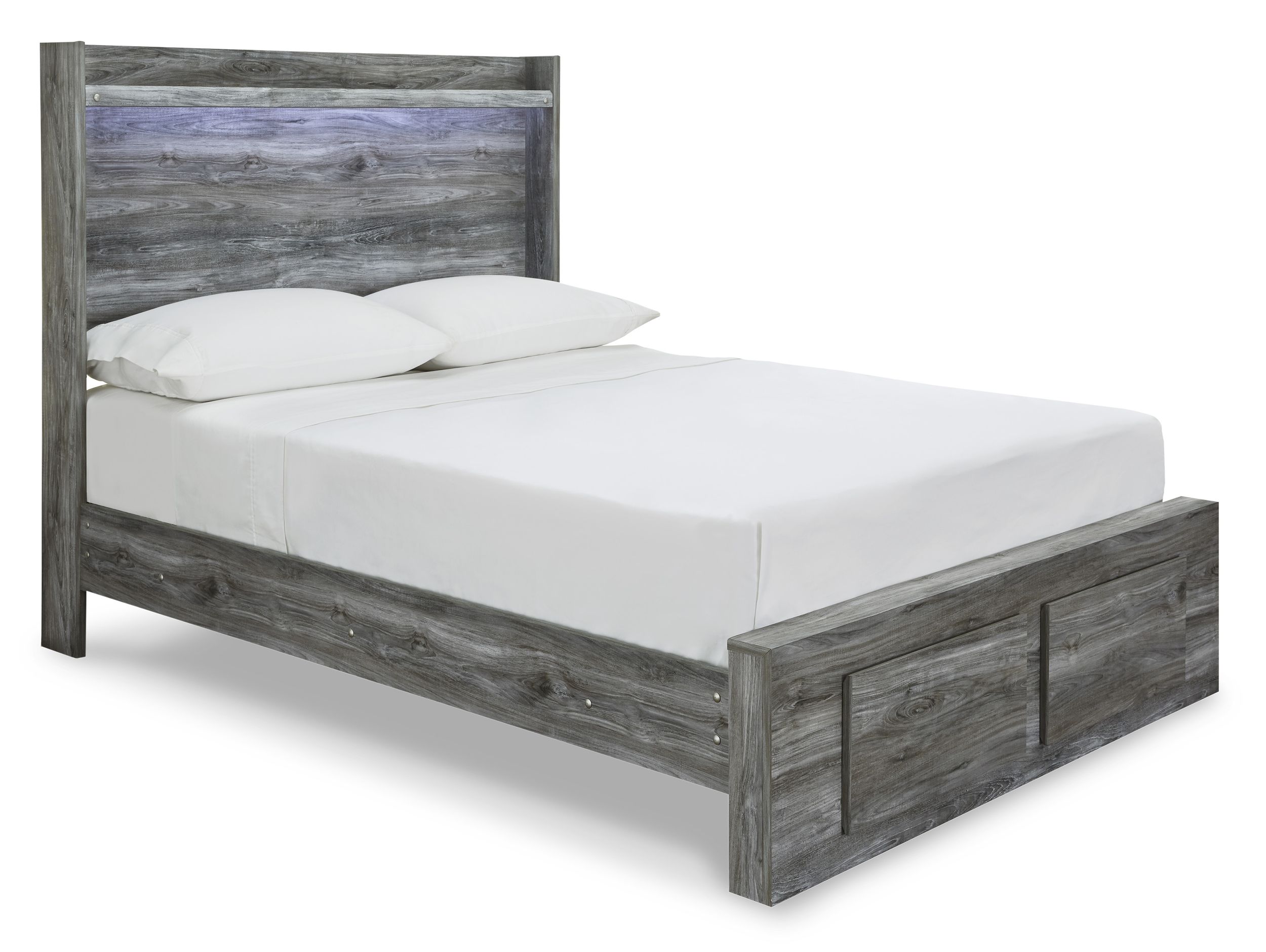 Baystorm MDF/Wood Veneer Panel Bed w/2 Storage Drawers
