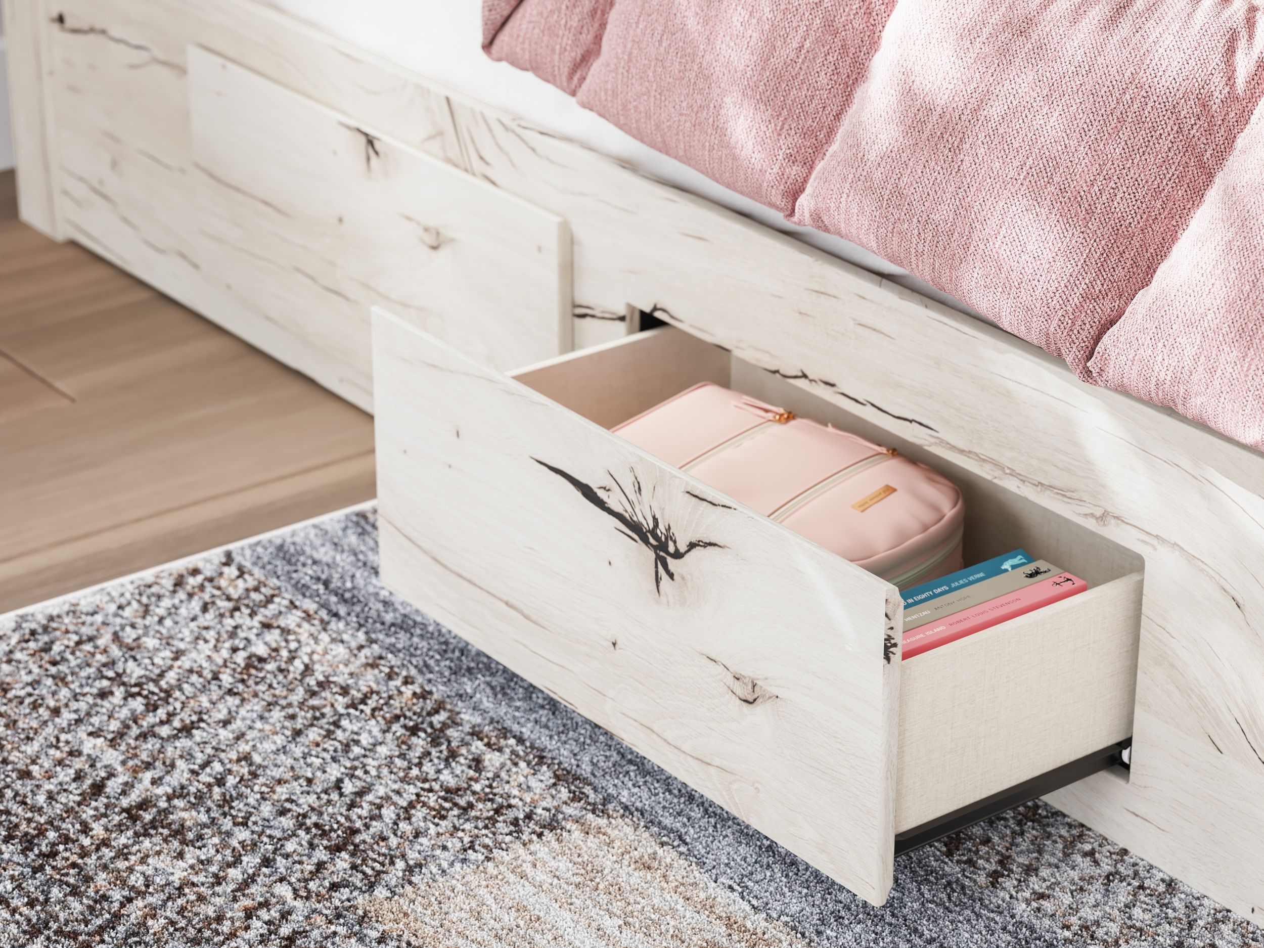 Lawroy MDF Panel Storage Bed w/4 Drawers