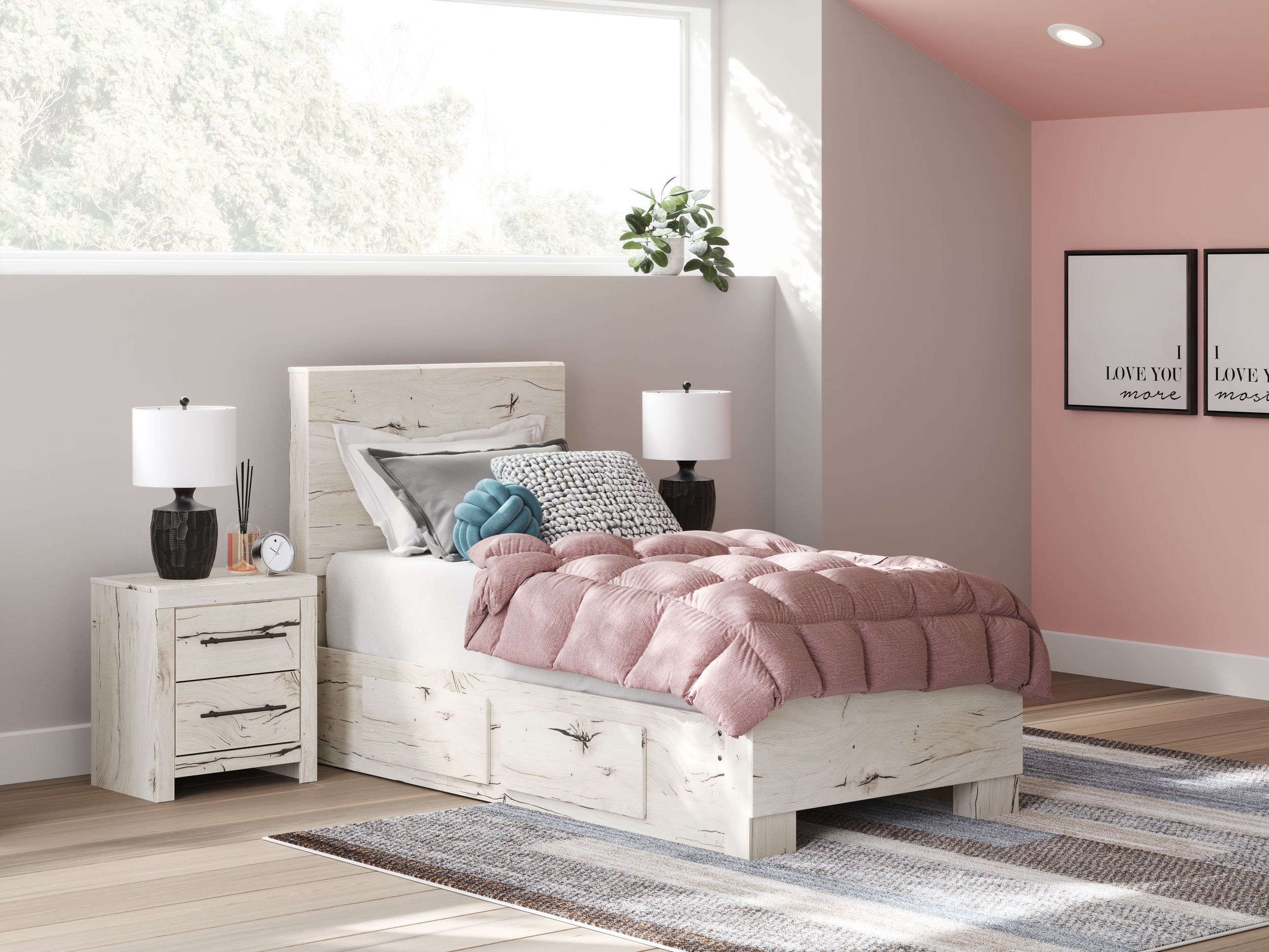 Lawroy MDF Panel Storage Bed w/4 Drawers