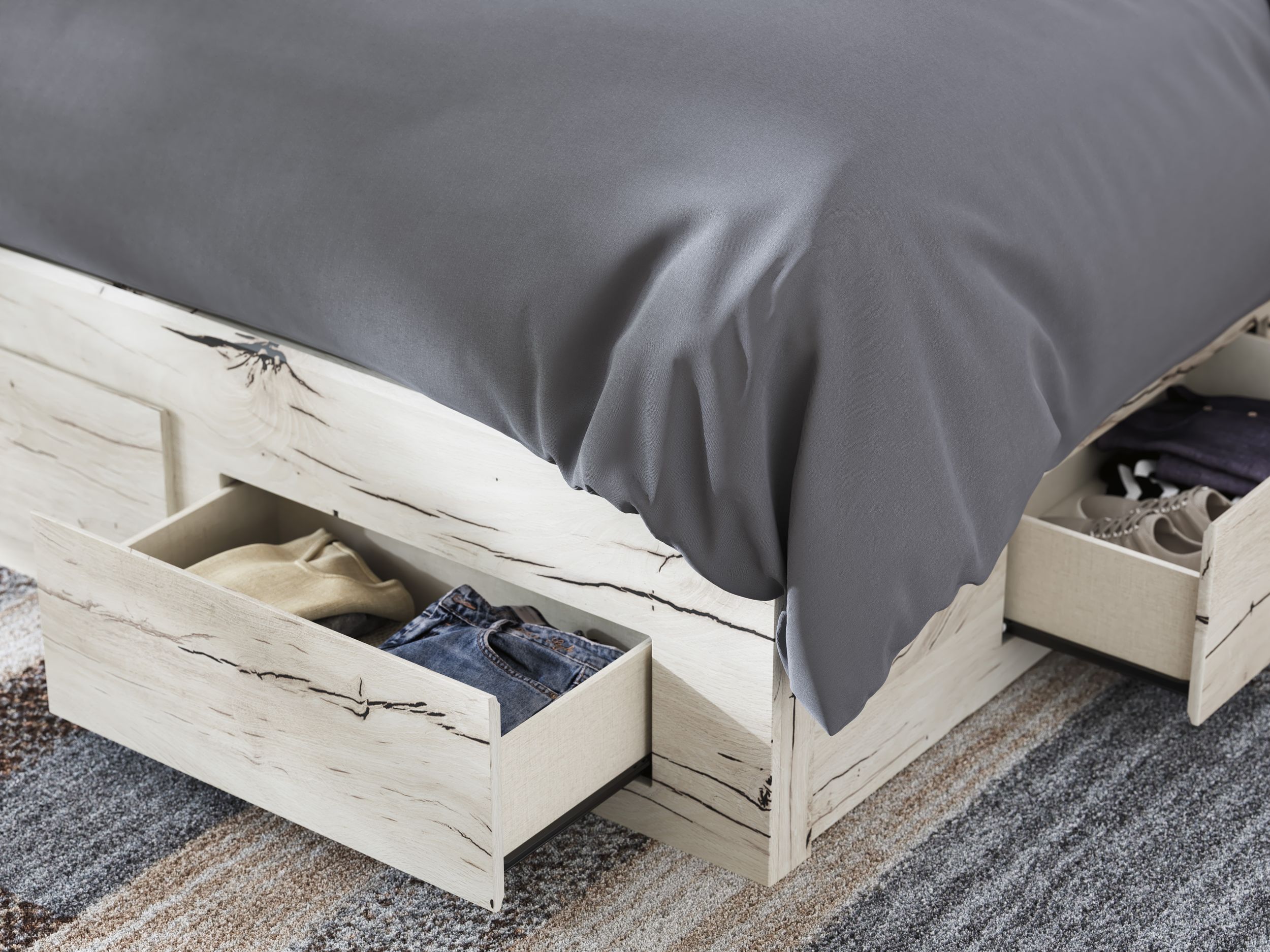 Lawroy MDF Panel Storage Bed w/6 Drawers