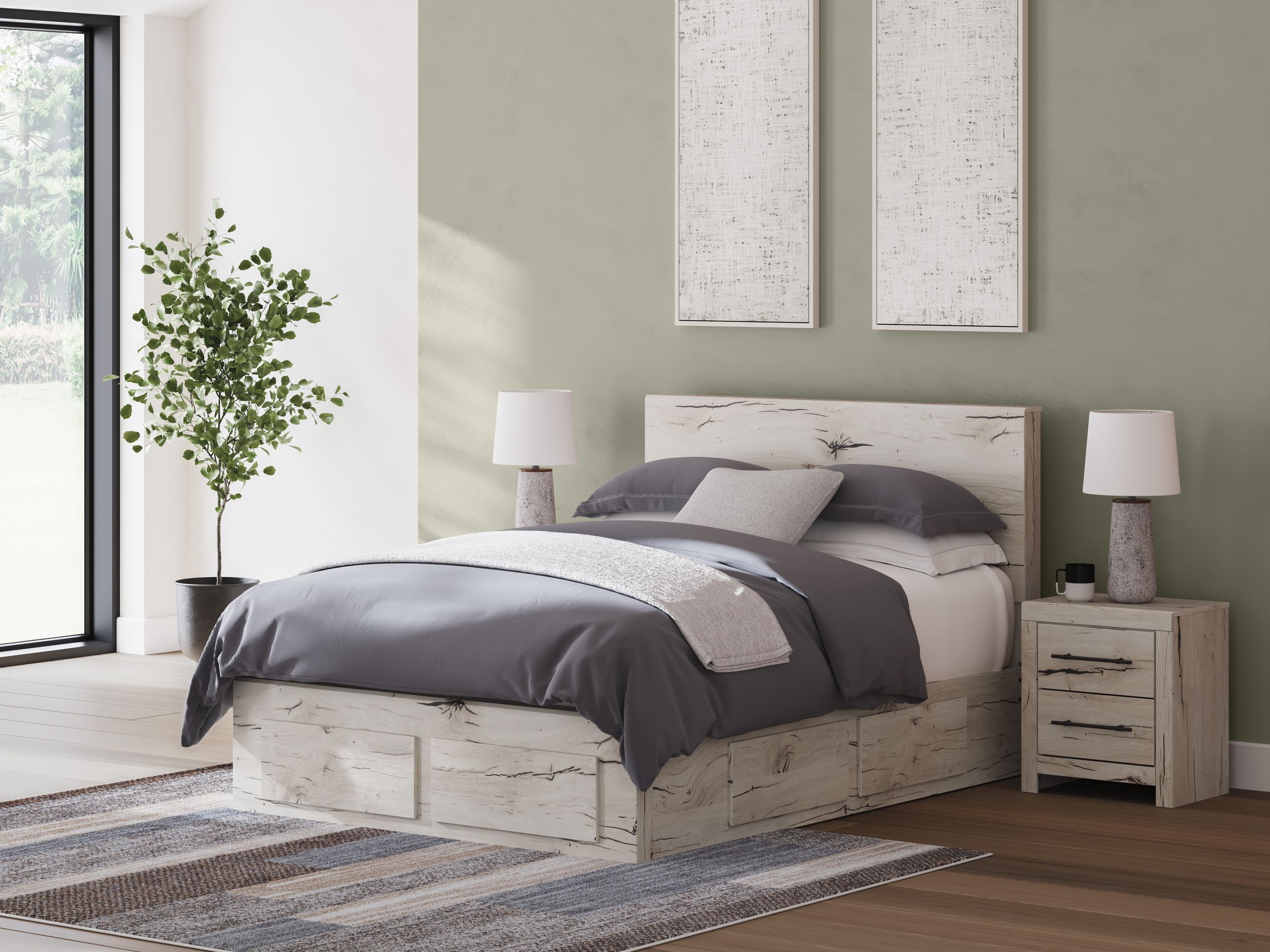 Lawroy MDF Panel Storage Bed w/6 Drawers