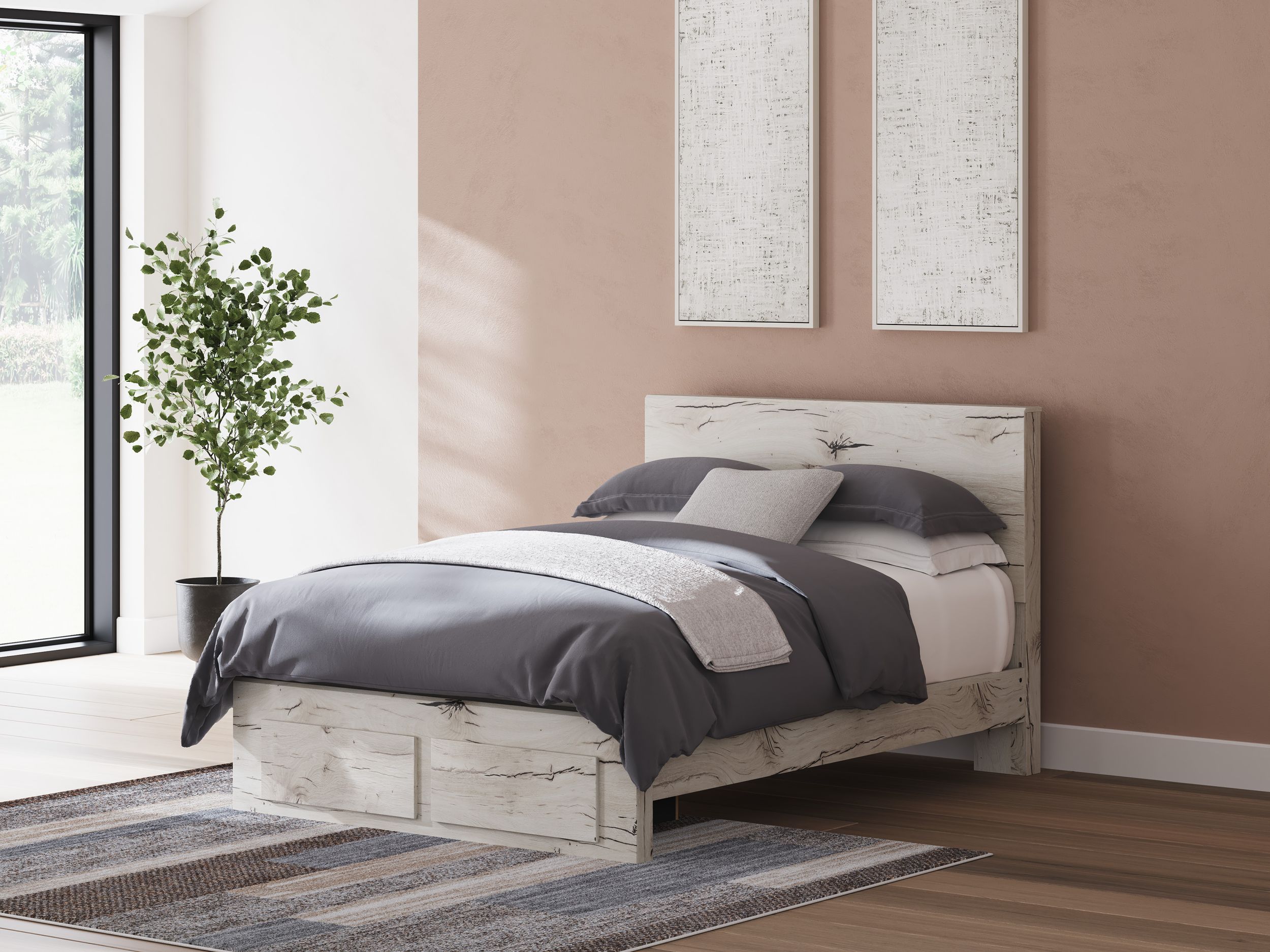 Lawroy MDF Panel Storage Bedroom Set w/2 Drawers