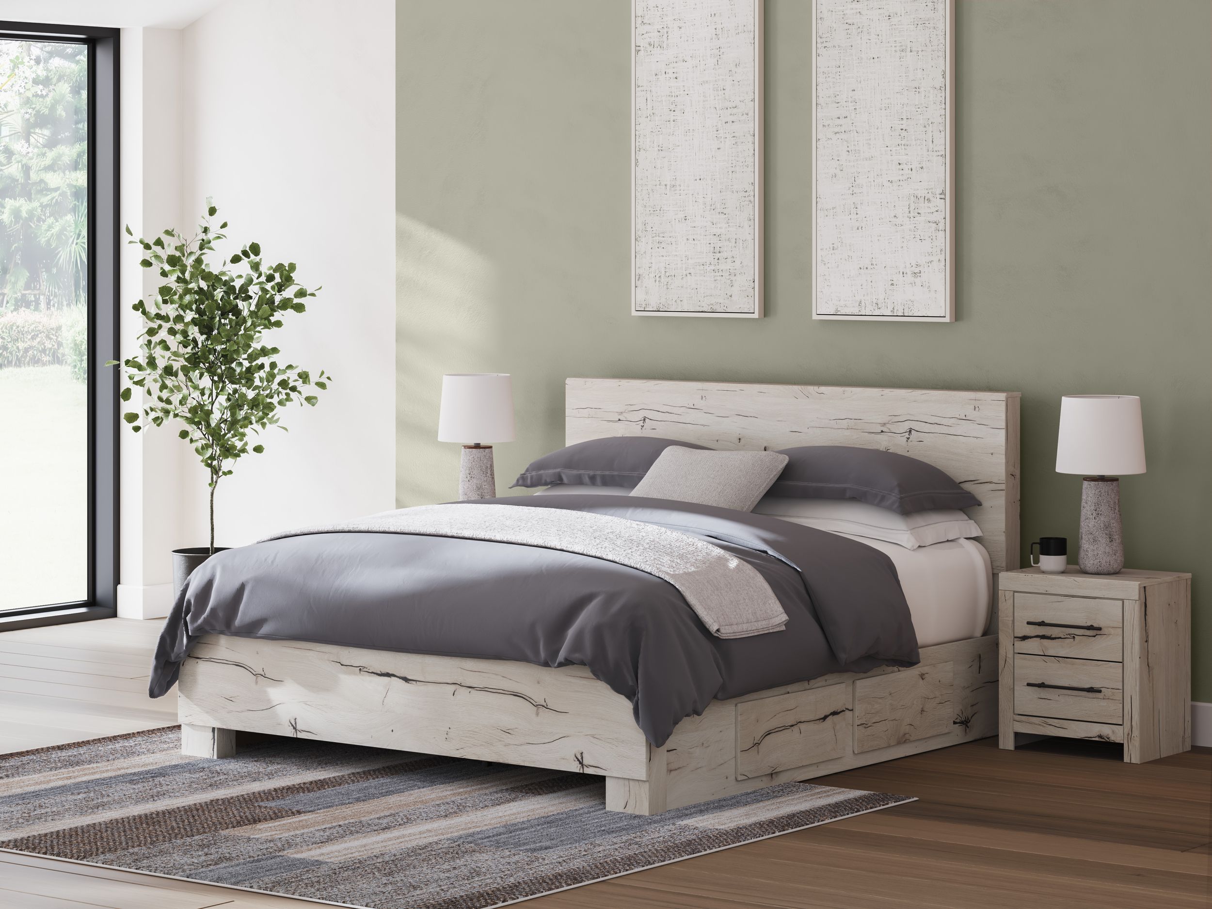 Lawroy MDF Panel Storage Bed w/4 Drawers, King Size
