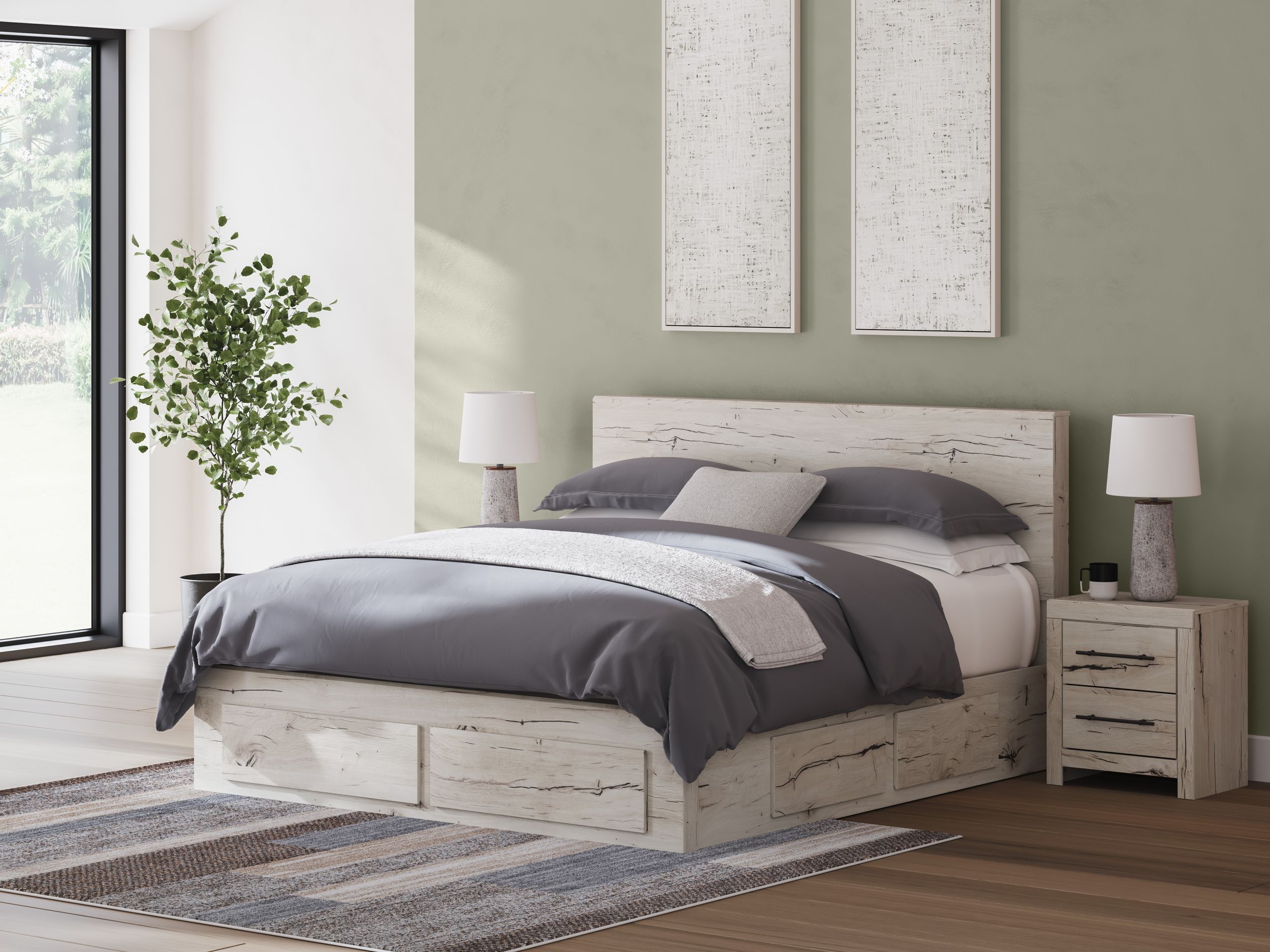 Lawroy MDF Panel Storage Bed w/6 Drawers, King Size